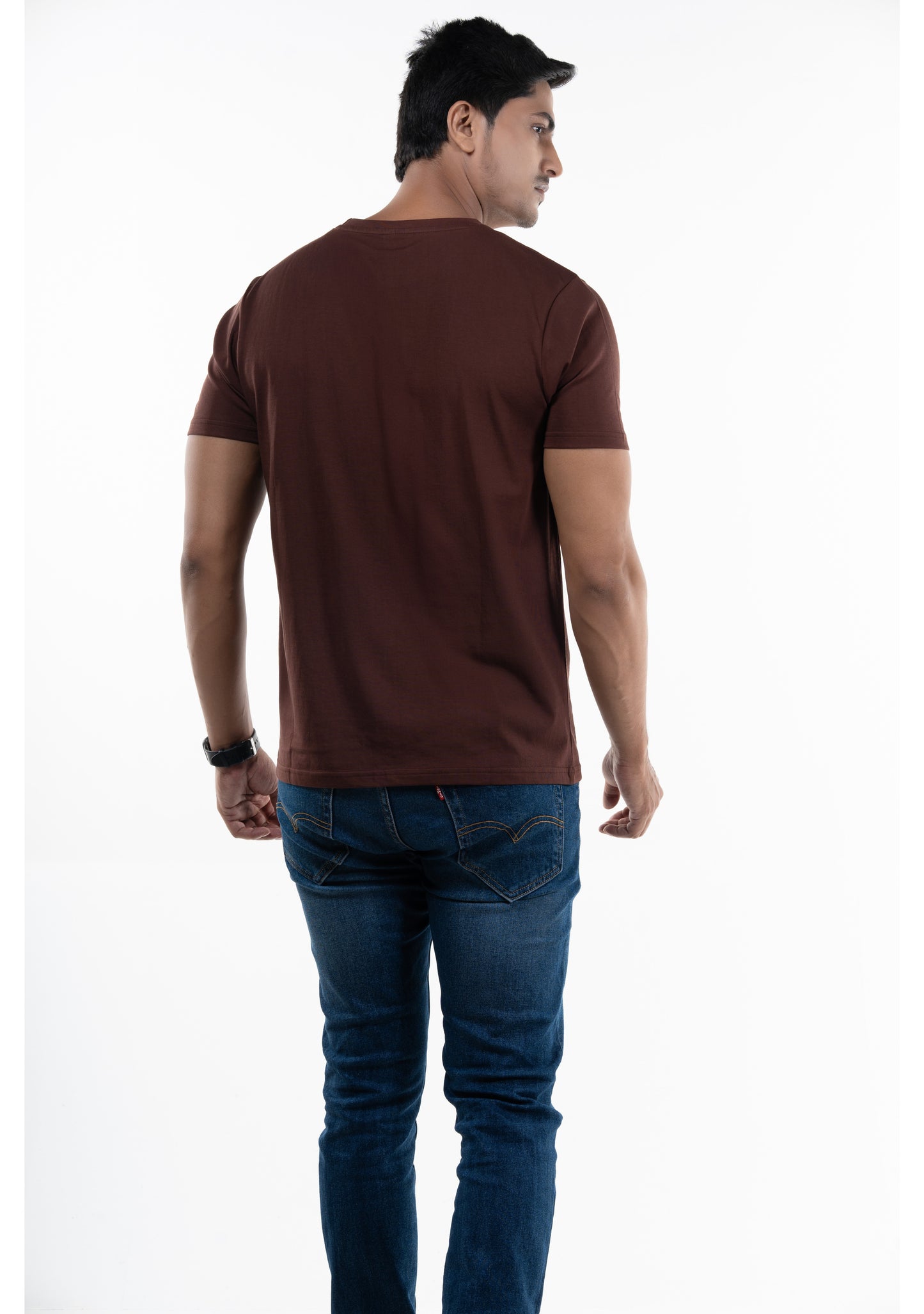 NACKERS Mens Brown Stone 100% Authentic Supima Cotton Half Sleeves Regular Tshirt