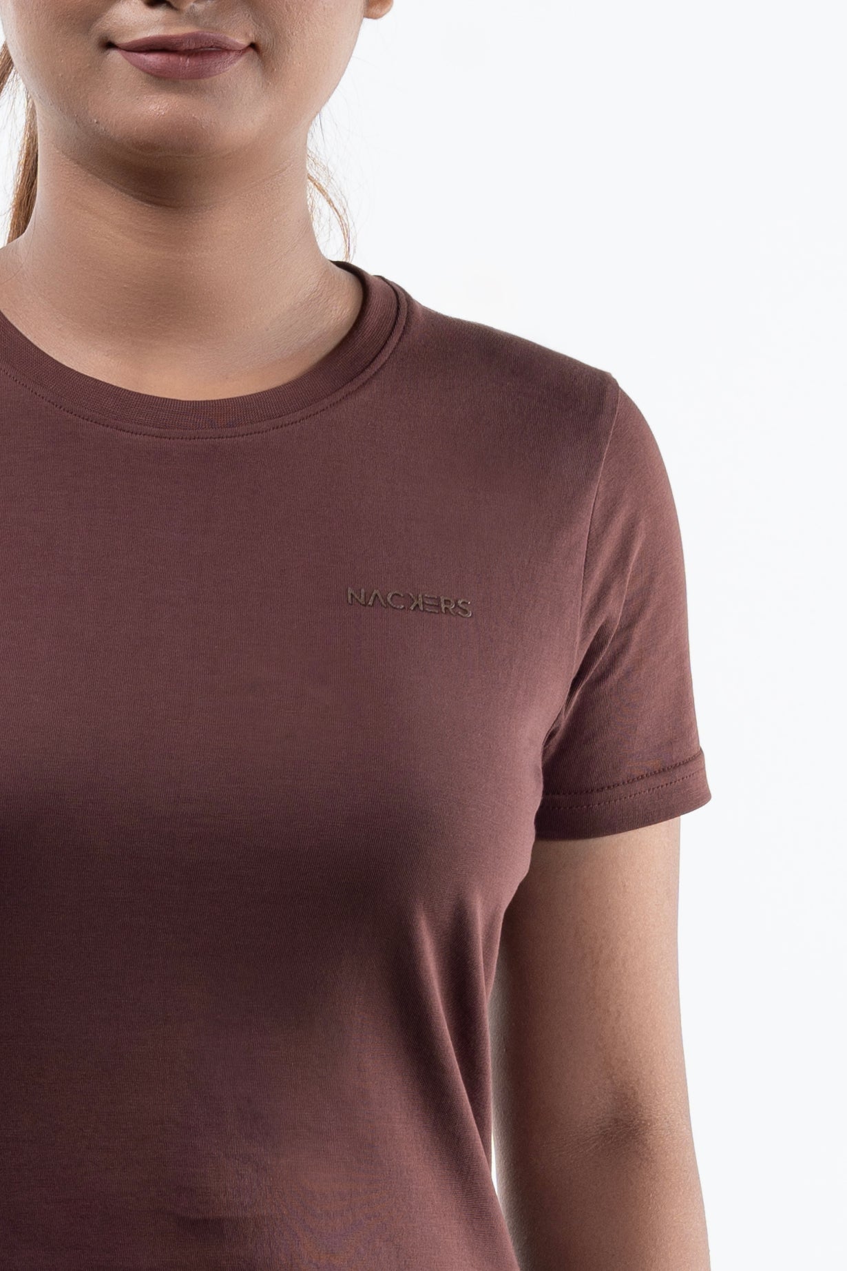 NACKERS Womens Brown Stone 100% Authentic Supima Cotton Half Sleeves Regular Tshirt