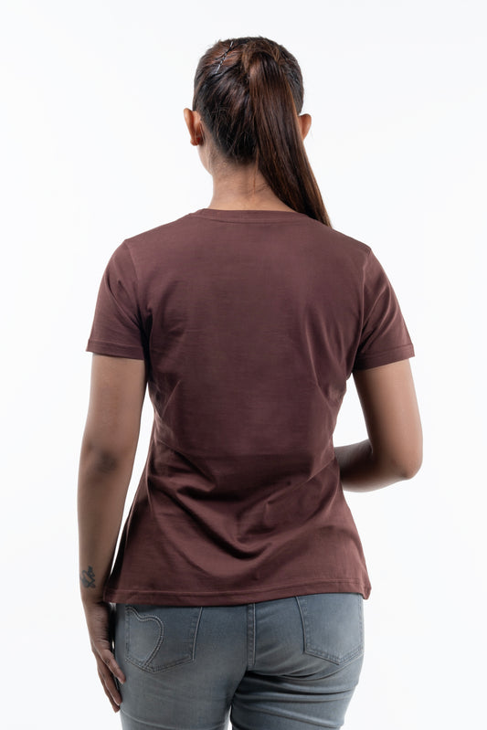 NACKERS Womens Brown Stone 100% Authentic Supima Cotton Half Sleeves Regular Tshirt