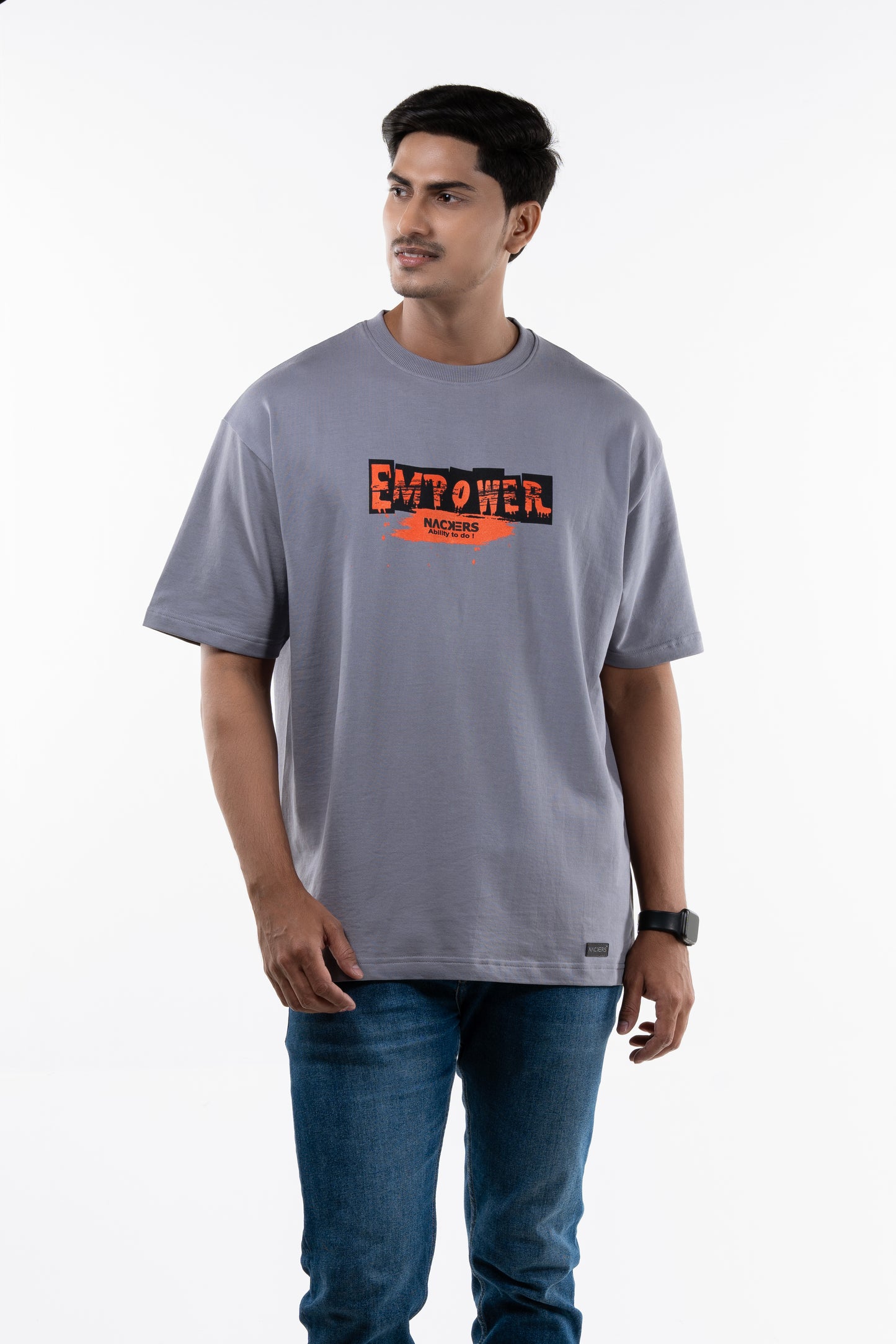 NACKERS Unisex Skyrocket Grey 100% Super Combed Premium Cotton, Loopknit Oversized Tshirt