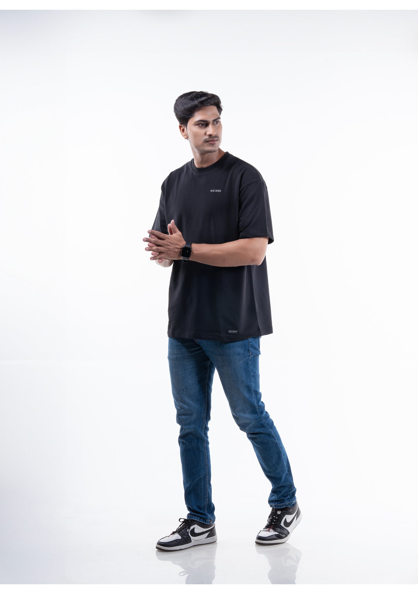 NACKERS Unisex Black 100% Super Combed Premium Cotton, Loopknit Unisex Oversized Tshirt