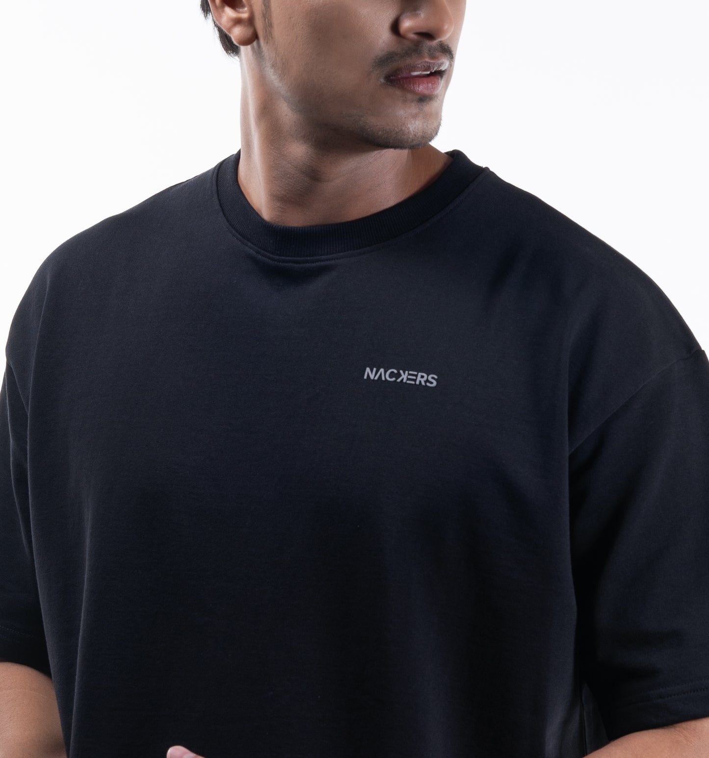 NACKERS Unisex Black 100% Super Combed Premium Cotton, Loopknit Unisex Oversized Tshirt