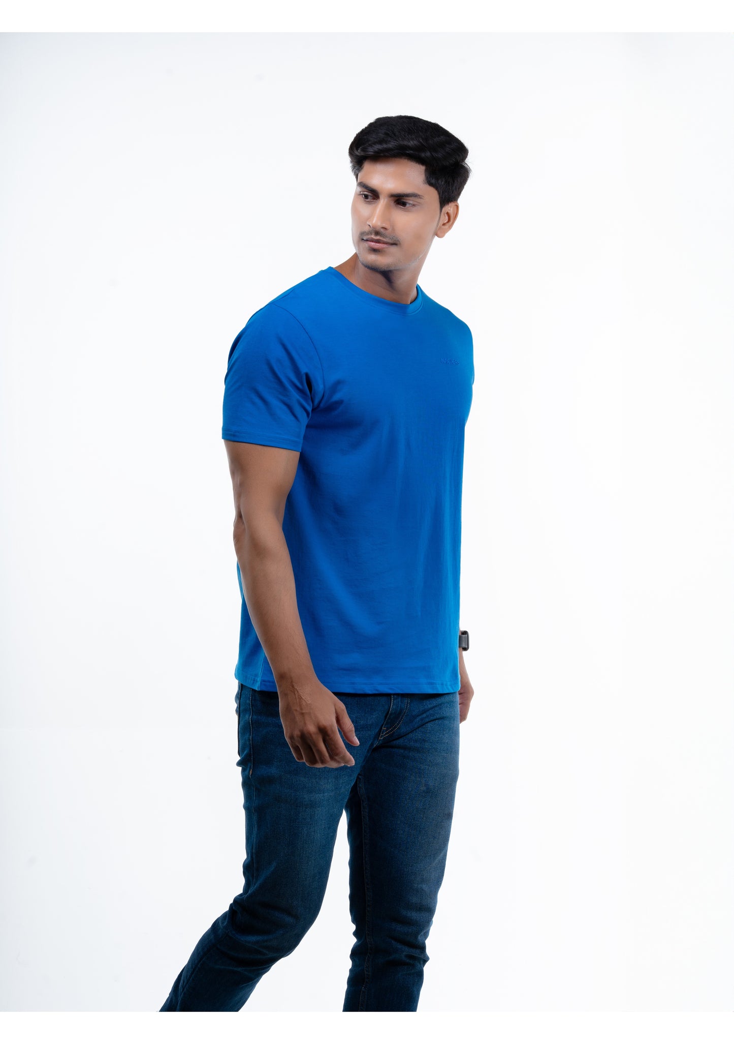 NACKERS Mens Imperial Blue 100% Authentic Supima Cotton Half Sleeves Regular Tshirt