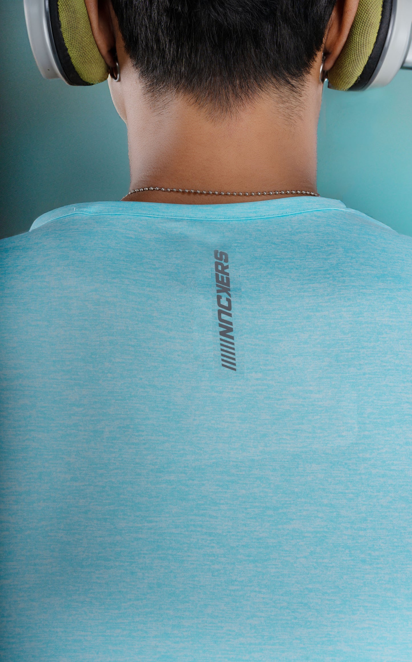 NACKERS Men's Aqua Polyester Melange Half Sleeves T-shirt for Sports, Gym Sessions