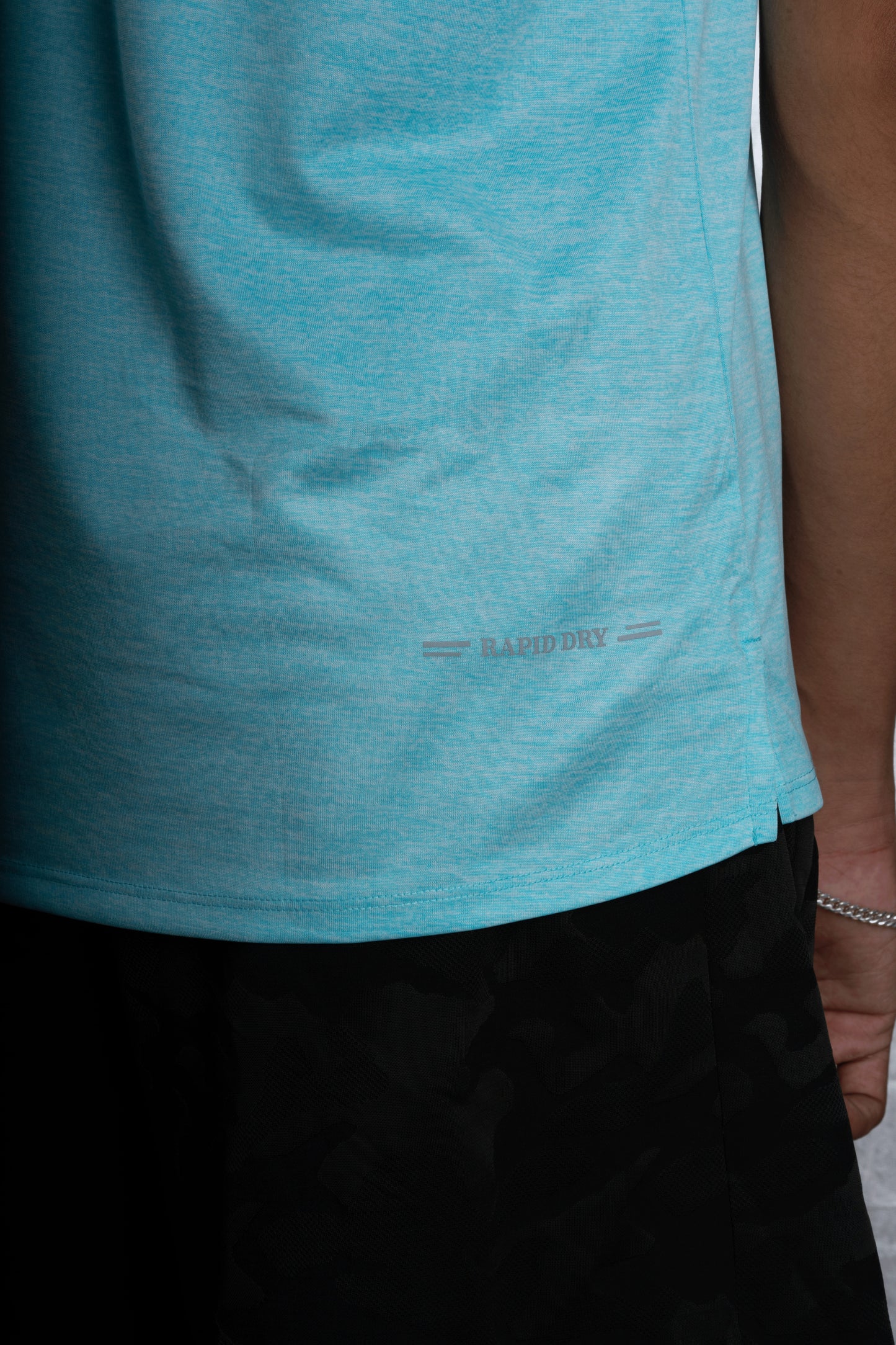 NACKERS Men's Aqua Polyester Melange Sleeveless T-shirt for Sports, Gym Sessions