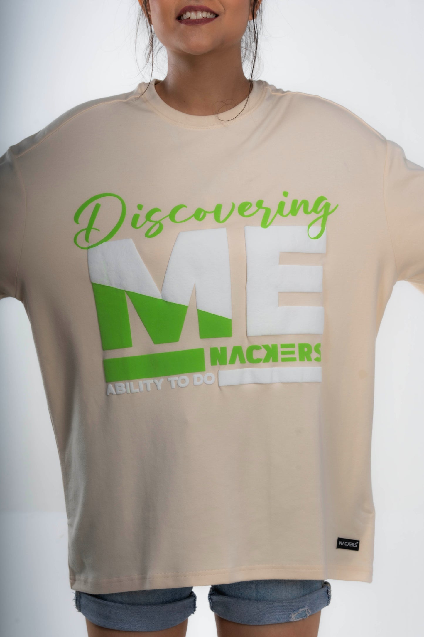 NACKERS Unisex White Smoke 100% Interlock Cotton Half Sleeves Tshirt Unisex Casual