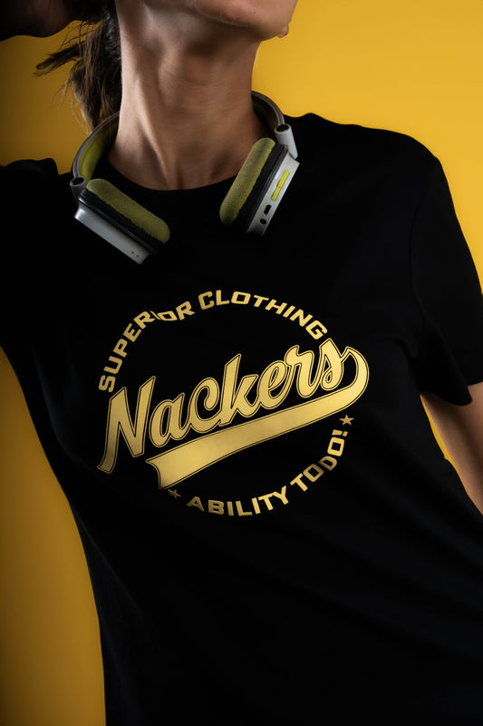 NACKERS Womens Black 100% Interlock Cotton Half Sleeves Regular Tshirt Casual Wear