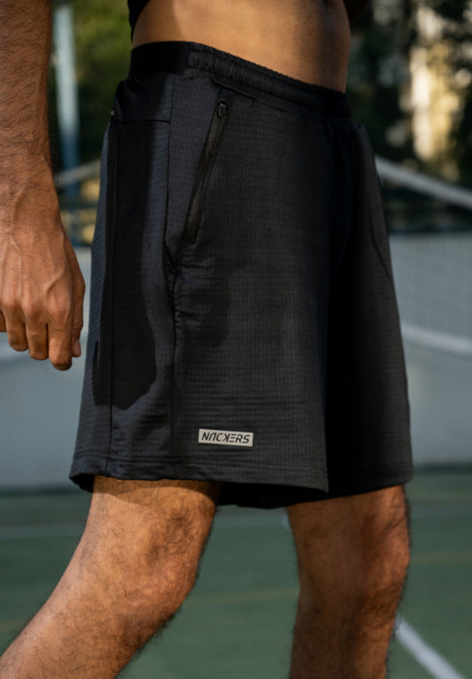 NACKERS Mens Black Polyster Spandex Jaquard Knit Shorts Shorts