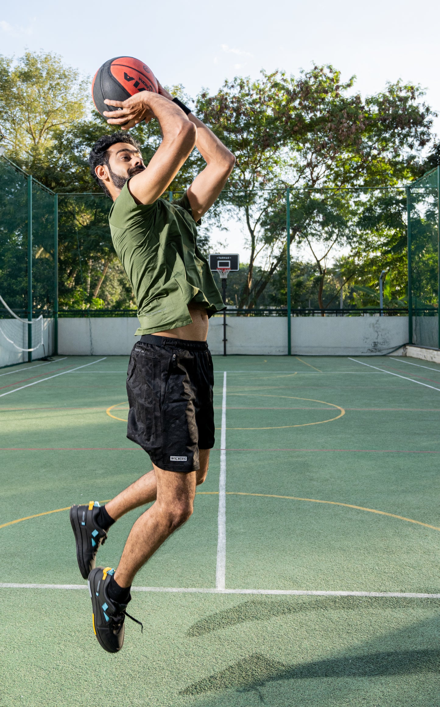 NACKERS Mens Black Polyster Camou Jacquard Shorts Shorts