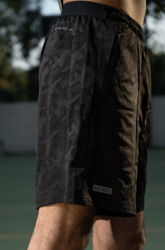 NACKERS Mens Black Polyster Camou Jacquard Shorts Shorts