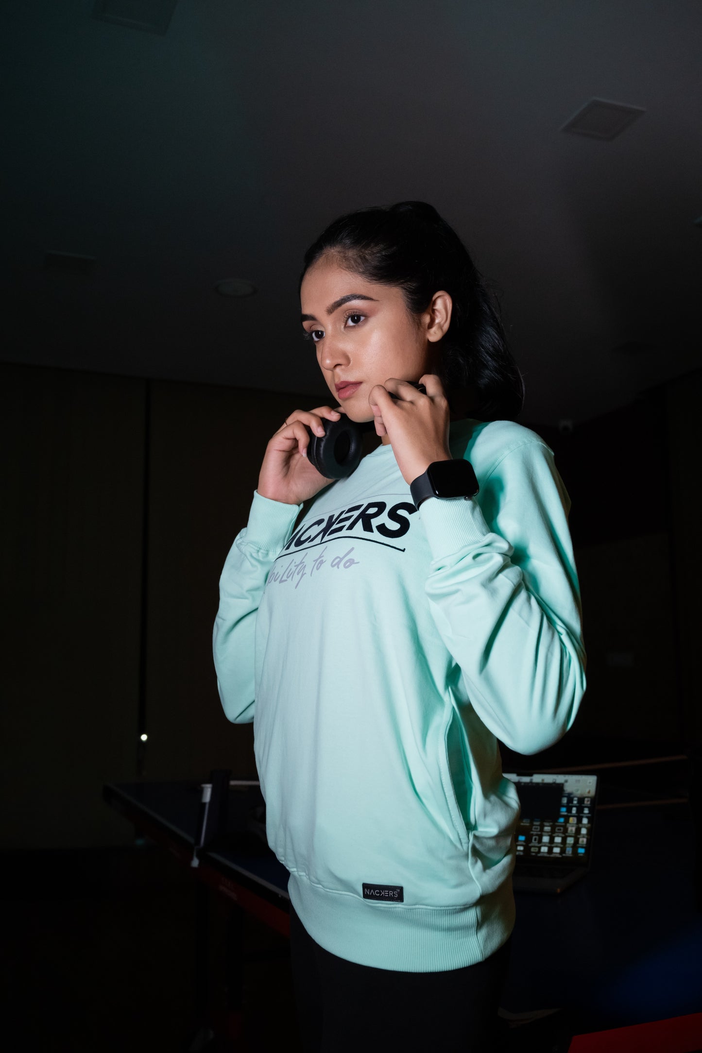 NACKERS Women's Sea Green 100 % Premium Cotton Full Sleeves Sweatshirt with Side Pockets