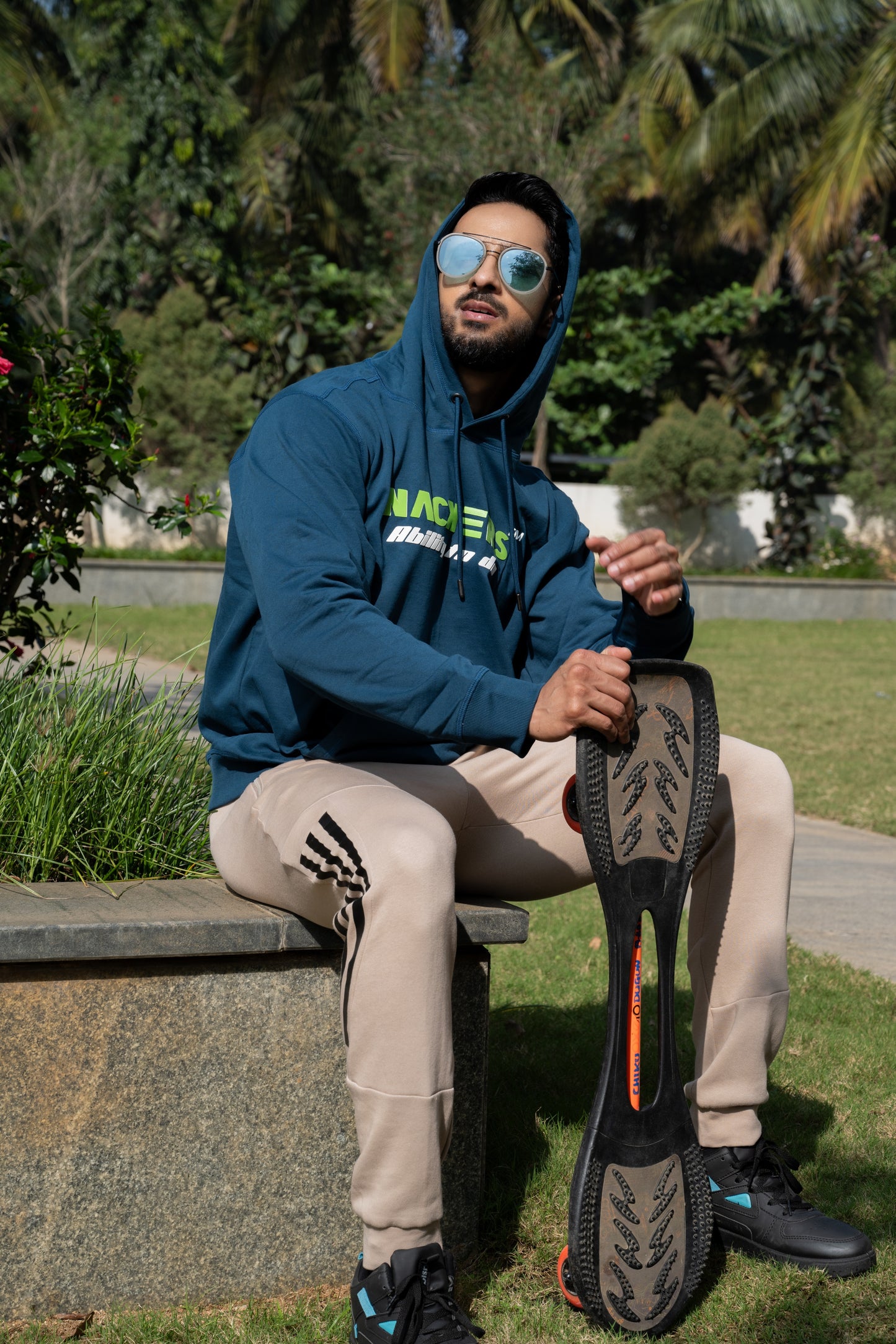 NACKERS Men's Peacock Blue 100% Premium Cotton Full Sleeves Hoodies