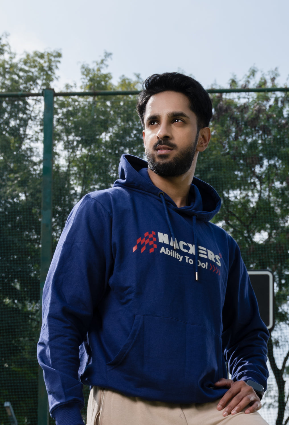 NACKERS Men's Navy Blue 100 Premium Cotton Full Sleeves Hoodies