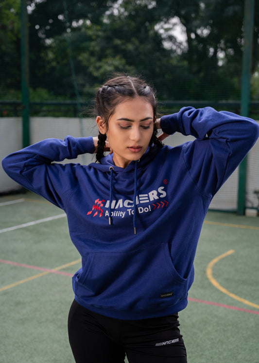 NACKERS Women's Navy Blue 100 % Premium Cotton Full Sleeves Hoodies