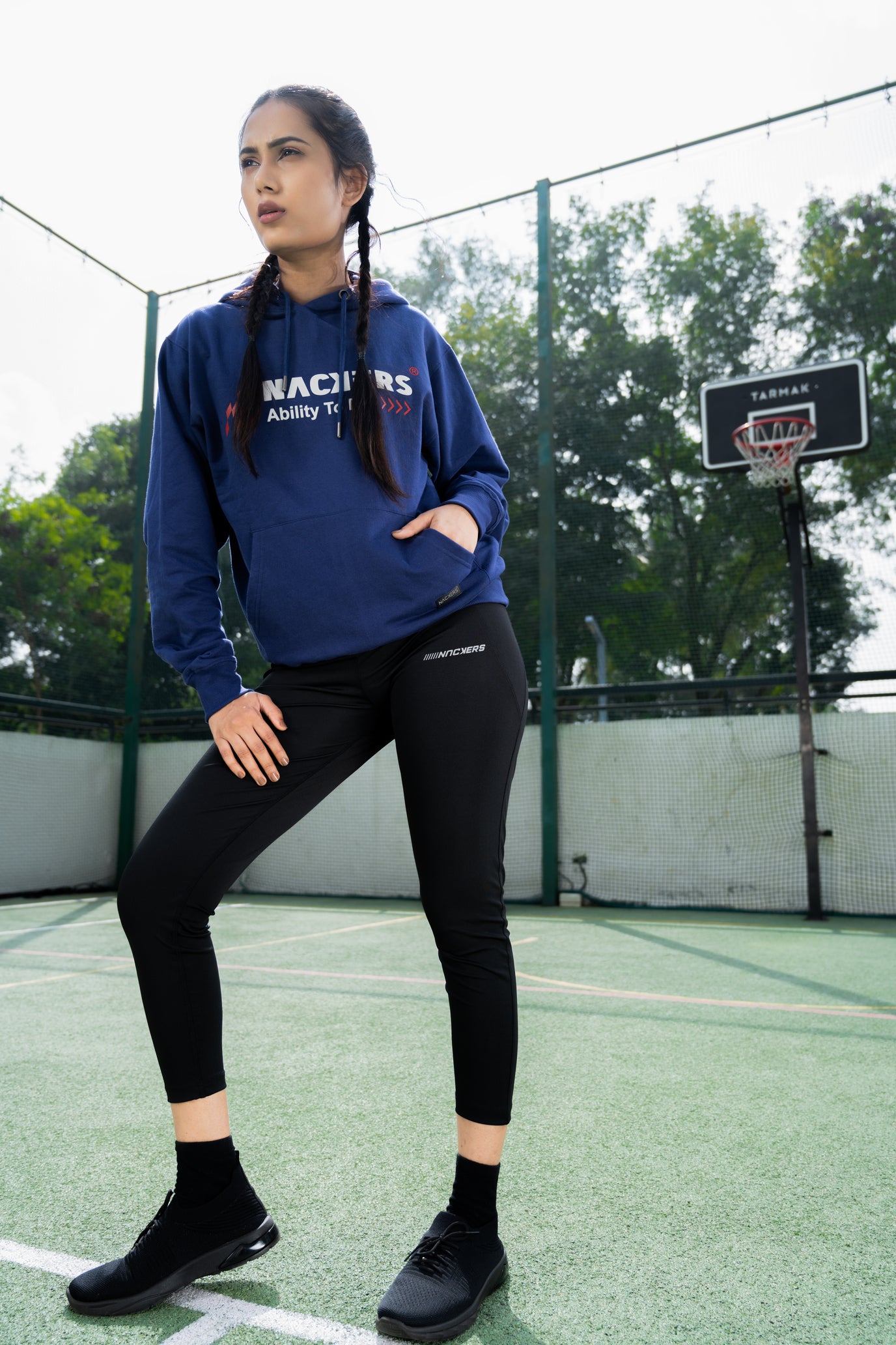 NACKERS Womens Black Polyster Georgia Spandex Knit Jeggings with Pockets Jeggings