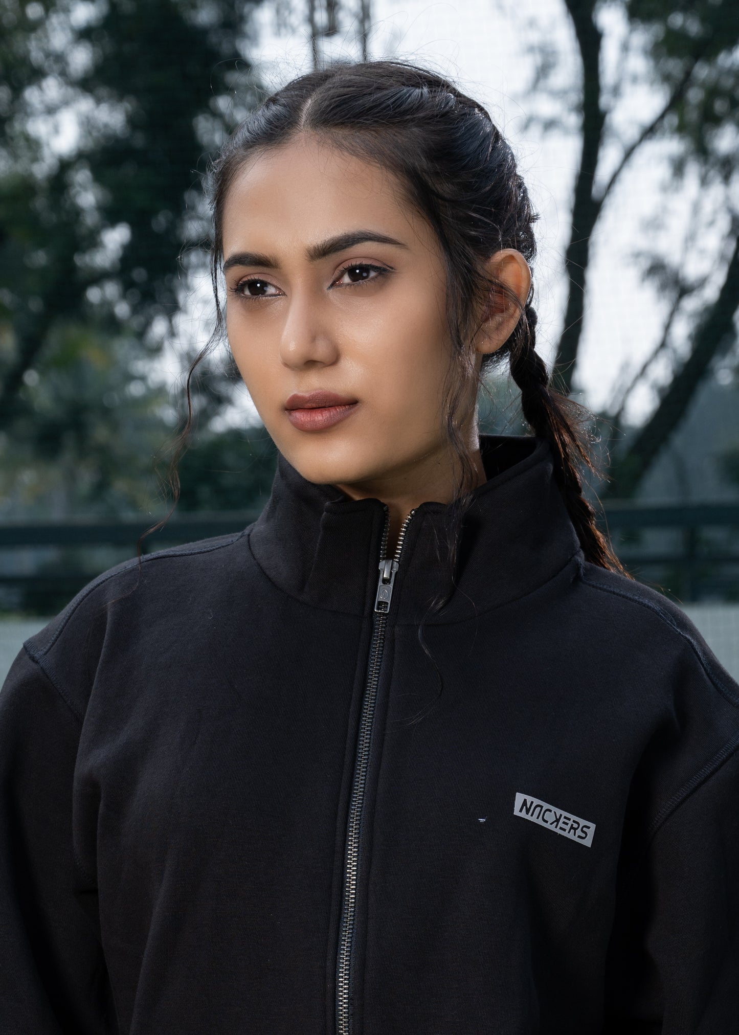 NACKERS Women's Black High Quality Poly Cotton Full Sleeves Jacket with Zip