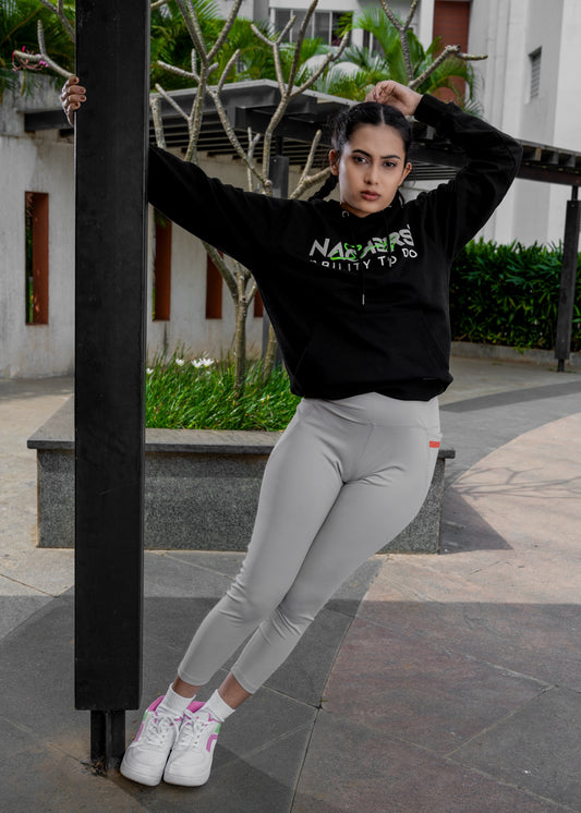 NACKERS Women's Black 100 % Premium Cotton Full Sleeves Hoodies