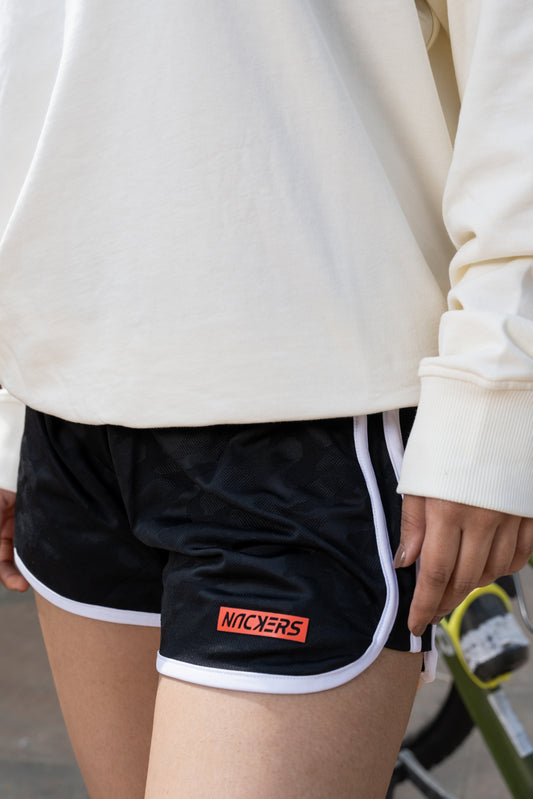 NACKERS Womens Black Polyster Camou Jacquard Shorts