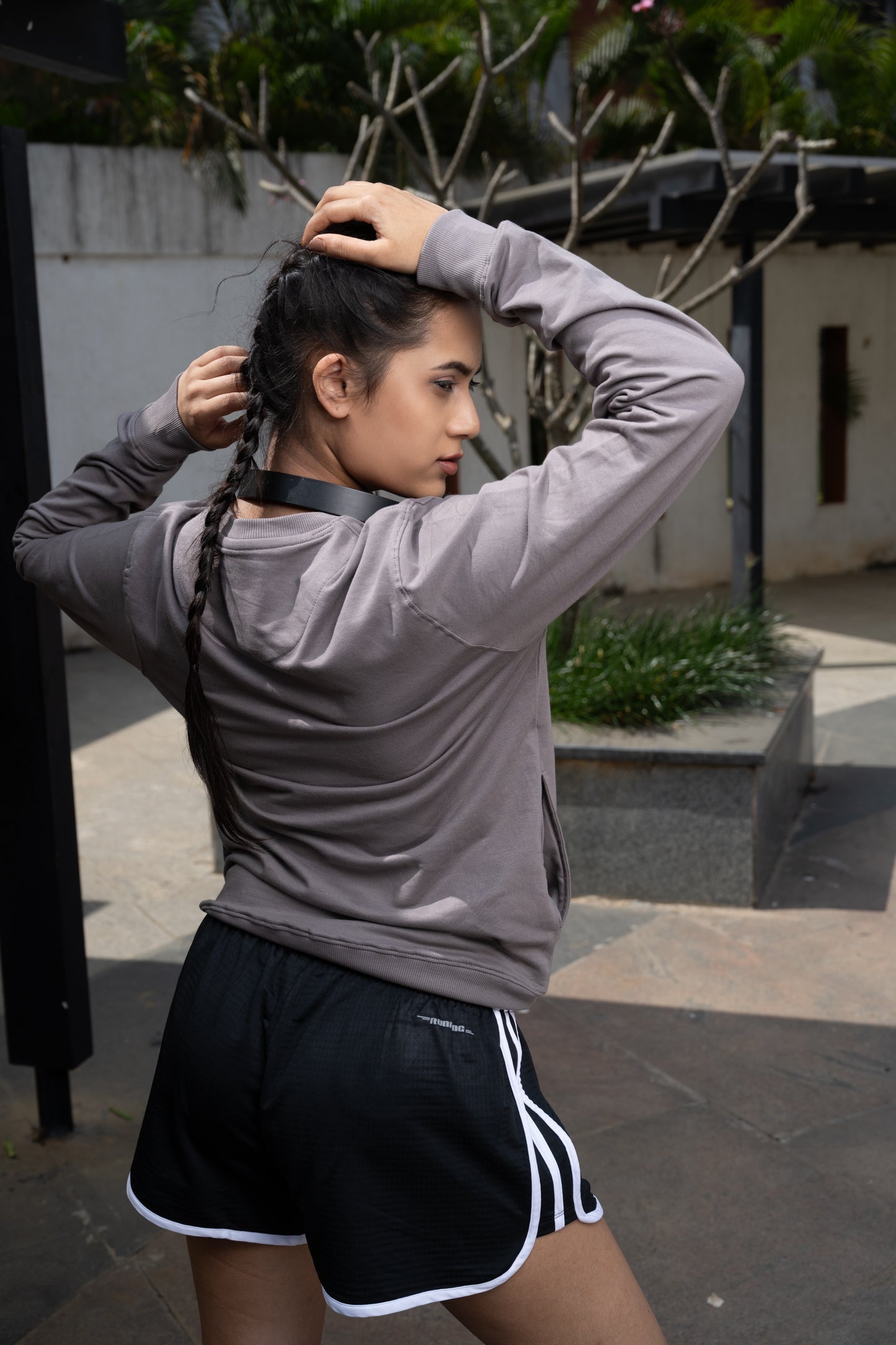 NACKERS Women's Grey 100 % Premium Cotton Full Sleeves Sweatshirt with Side Pockets