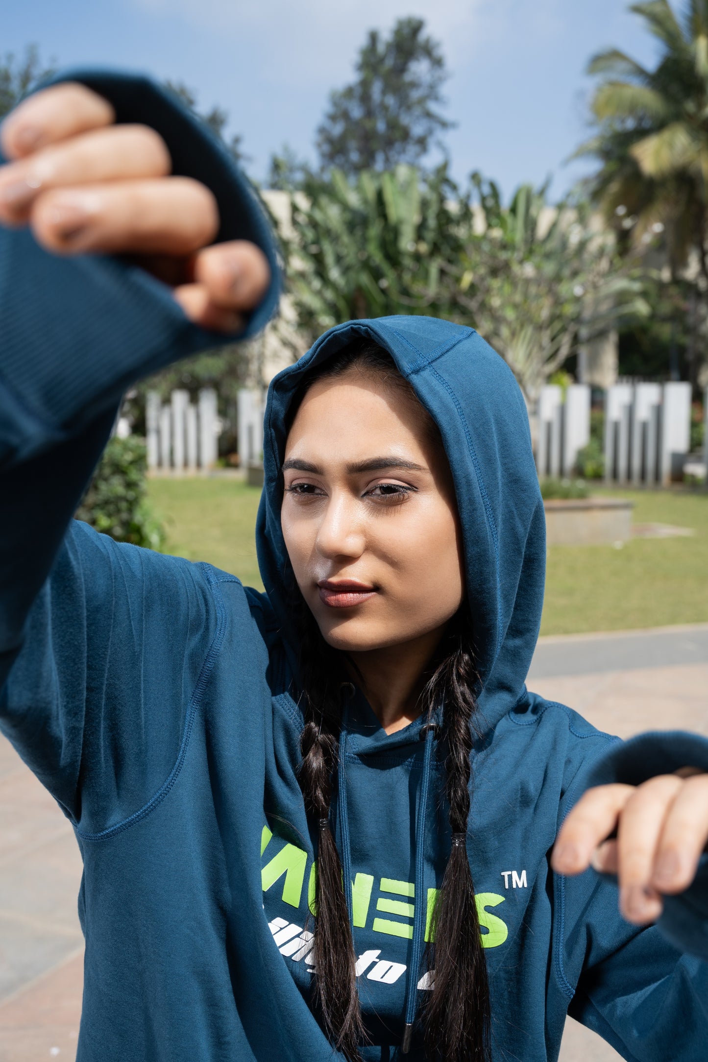 NACKERS Women's Peacock Blue 100% Premium Cotton Full Sleeves Hoodies