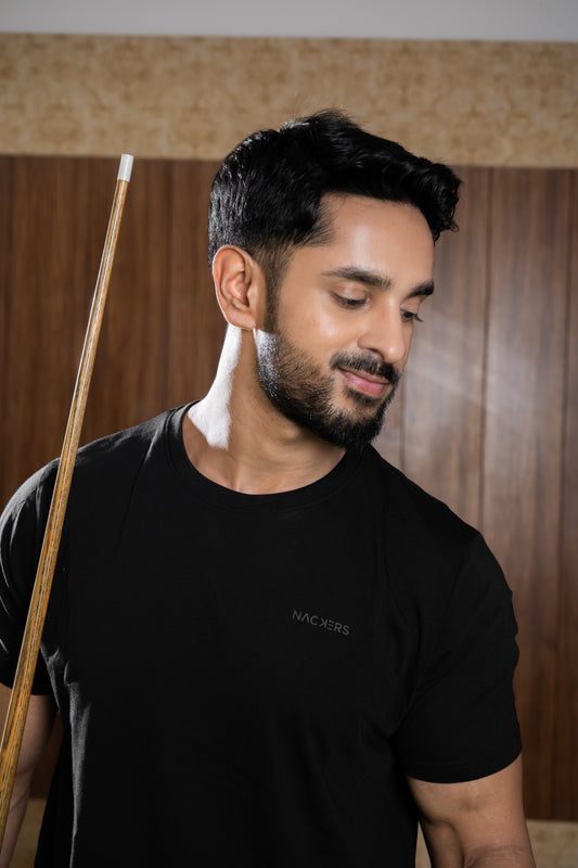 NACKERS Mens Black 100% Authentic Supima Cotton Half Sleeves Regular Tshirt