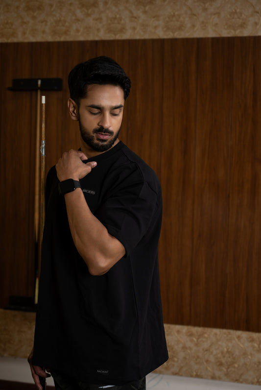 NACKERS Unisex Black 100% Super Combed Premium Cotton, Loopknit Unisex Oversized Tshirt