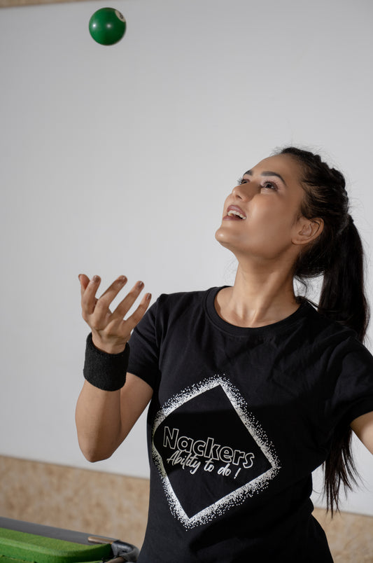 NACKERS Womens Black 100% Super Combed Premium Cotton Half Sleeves Regular Tshirt