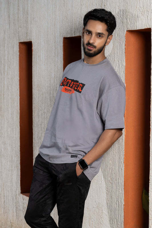 NACKERS Unisex Skyrocket Grey 100% Super Combed Premium Cotton, Loopknit Oversized Tshirt