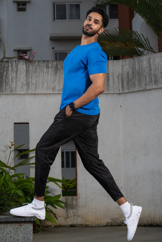 NACKERS Mens Imperial Blue 100% Authentic Supima Cotton Half Sleeves Regular Tshirt