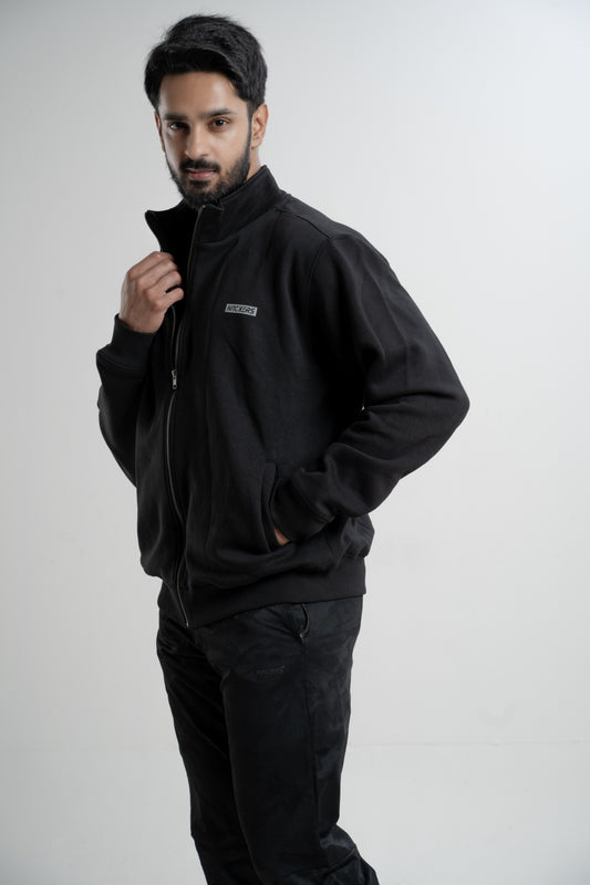 NACKERS Men's Black High Quality Poly Cotton Full Sleeves Jacket with Zip