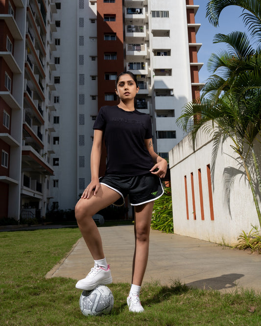 NACKERS Womens Black Bamboo fabric Half Sleeves Regular Tshirt