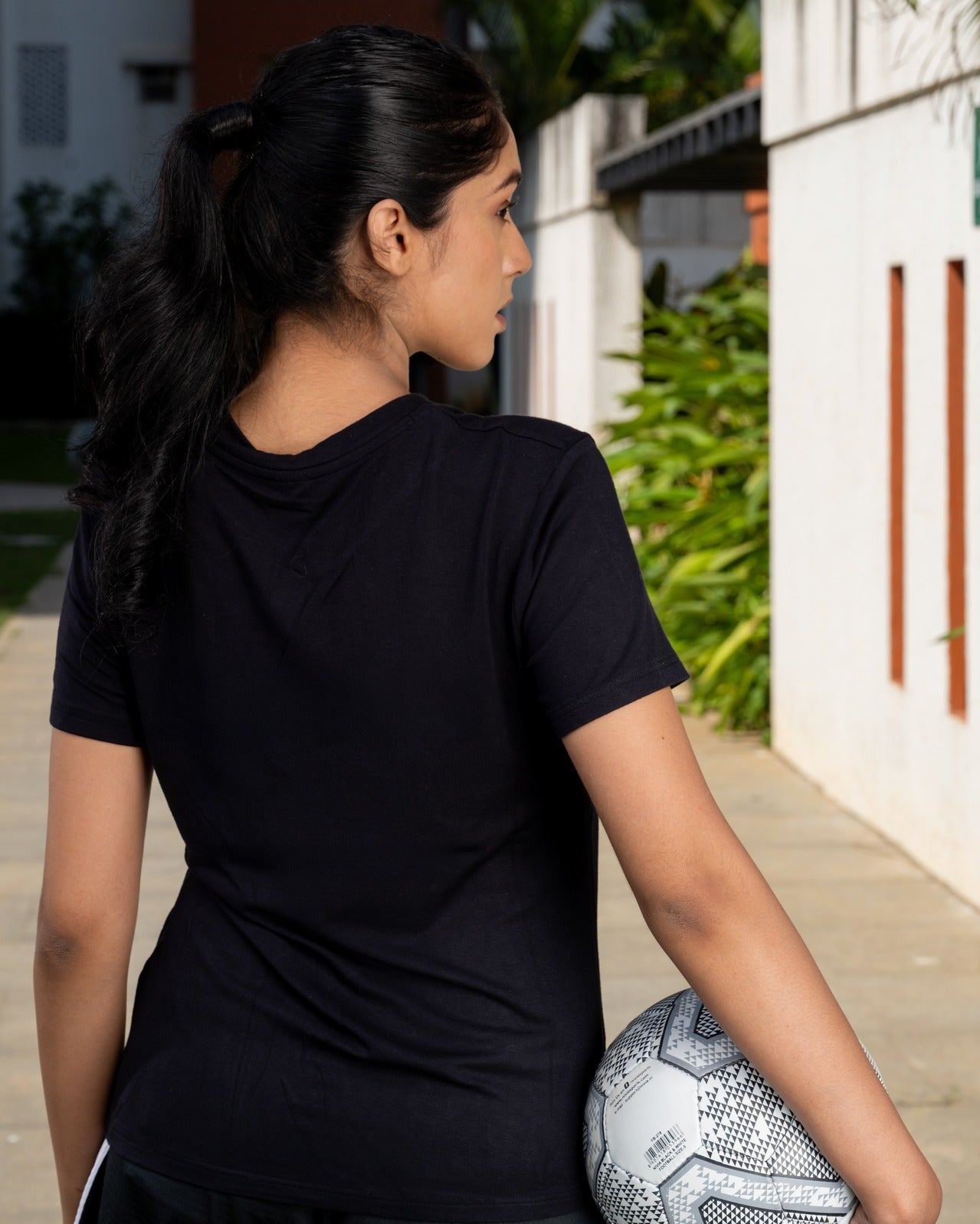 NACKERS Womens Black Bamboo fabric Half Sleeves Regular Tshirt