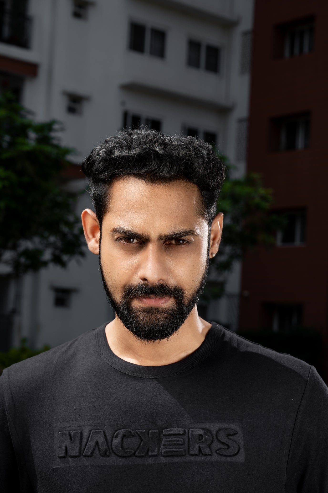 NACKERS Mens Black Bamboo Fabric Half Sleeves Regular Tshirt