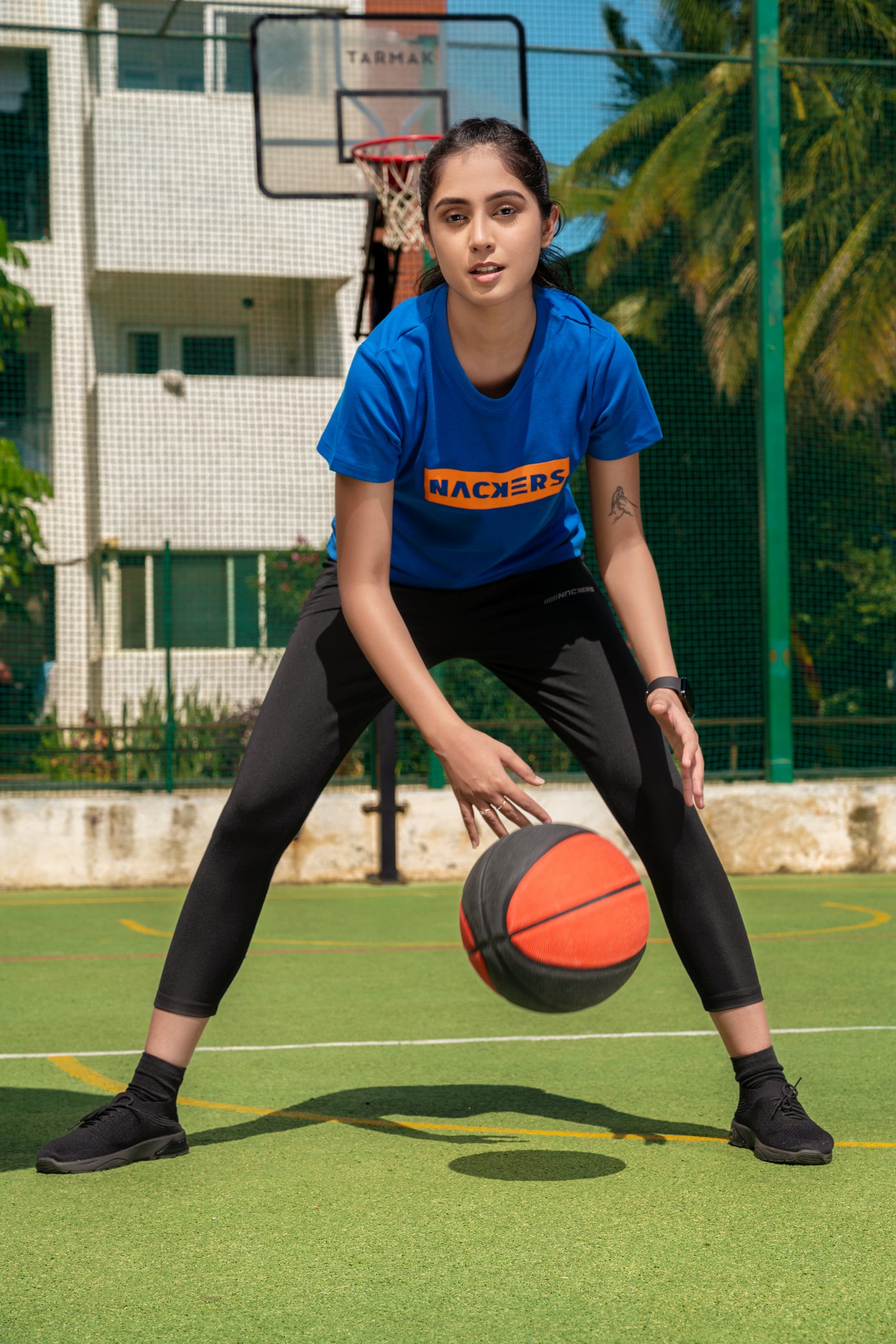 NACKERS Womens Imperial Blue 100% Interlock Soft Touch Cotton Half Sleeves Regular Tshirt