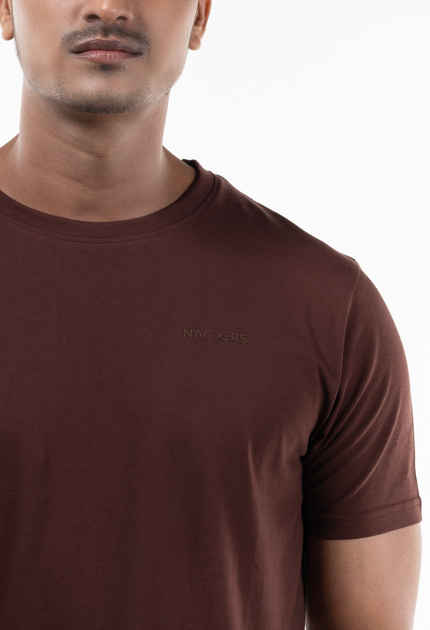 NACKERS Mens Brown Stone 100% Authentic Supima Cotton Half Sleeves Regular Tshirt