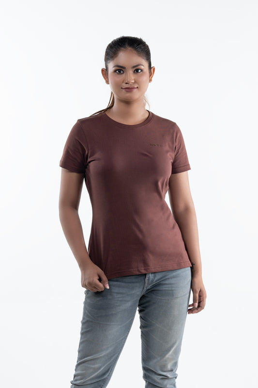 NACKERS Womens Brown Stone 100% Authentic Supima Cotton Half Sleeves Regular Tshirt