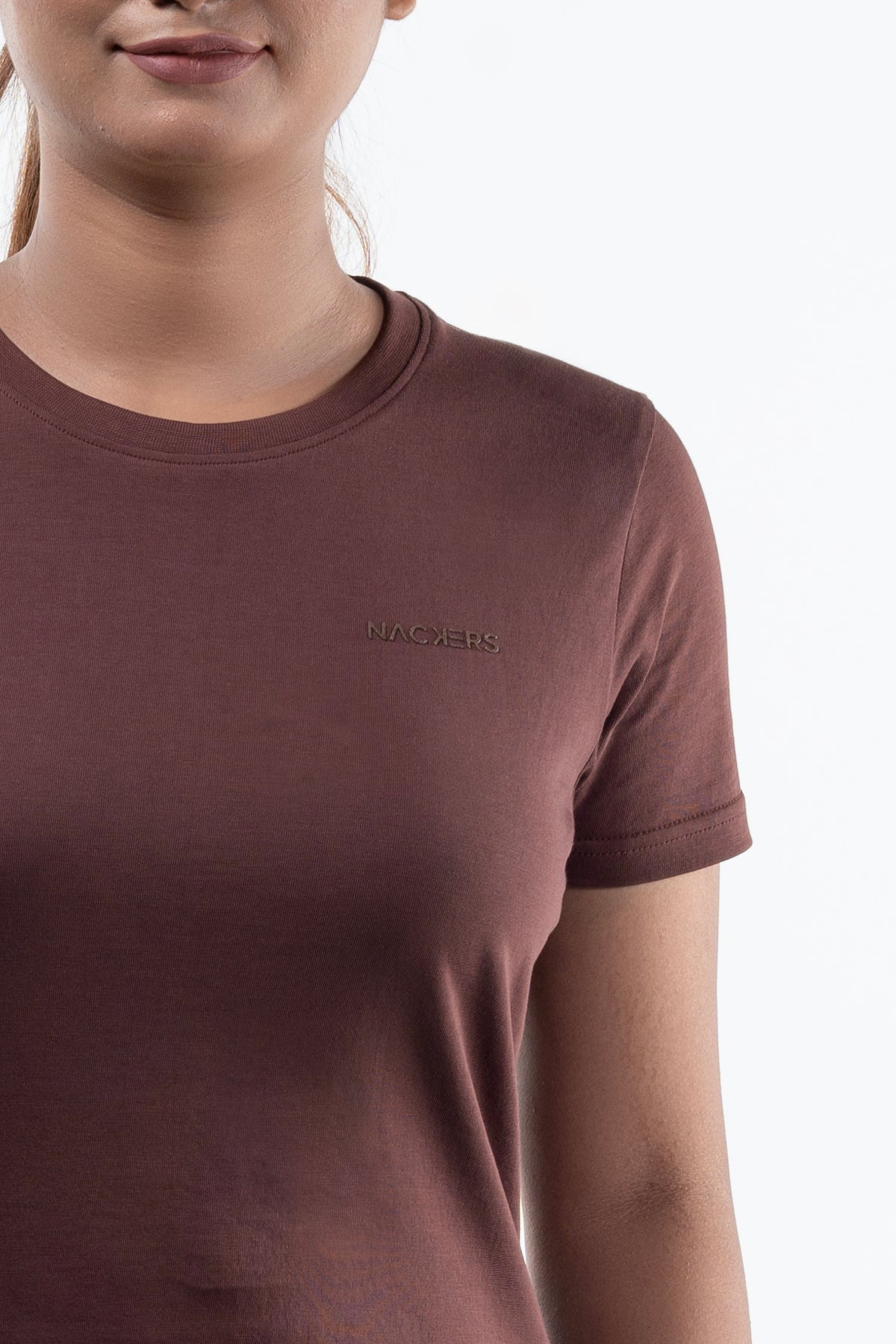 NACKERS Womens Brown Stone 100% Authentic Supima Cotton Half Sleeves Regular Tshirt