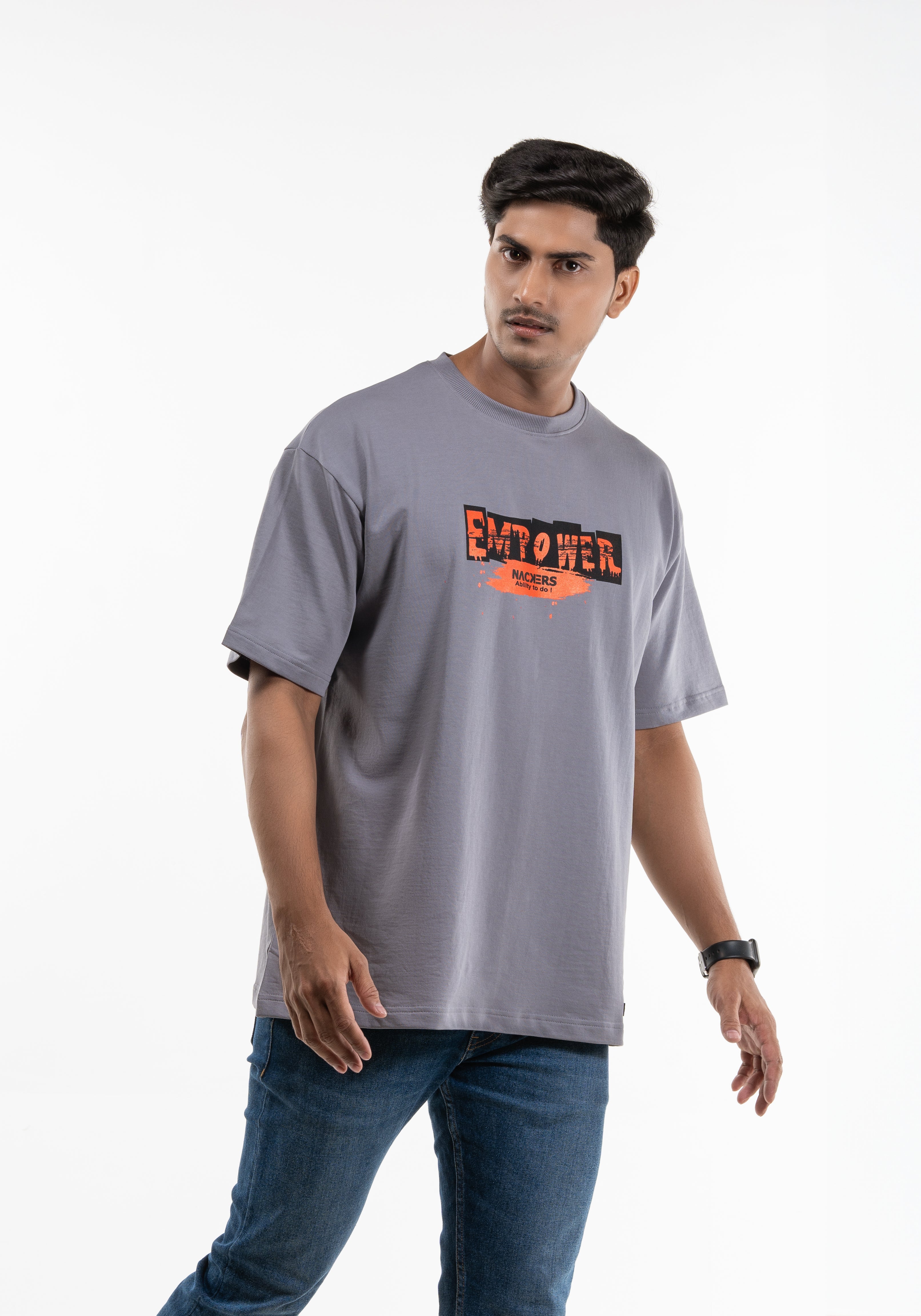 NACKERS Unisex Skyrocket Grey 100% Super Combed Premium Cotton, Loopknit Oversized Tshirt