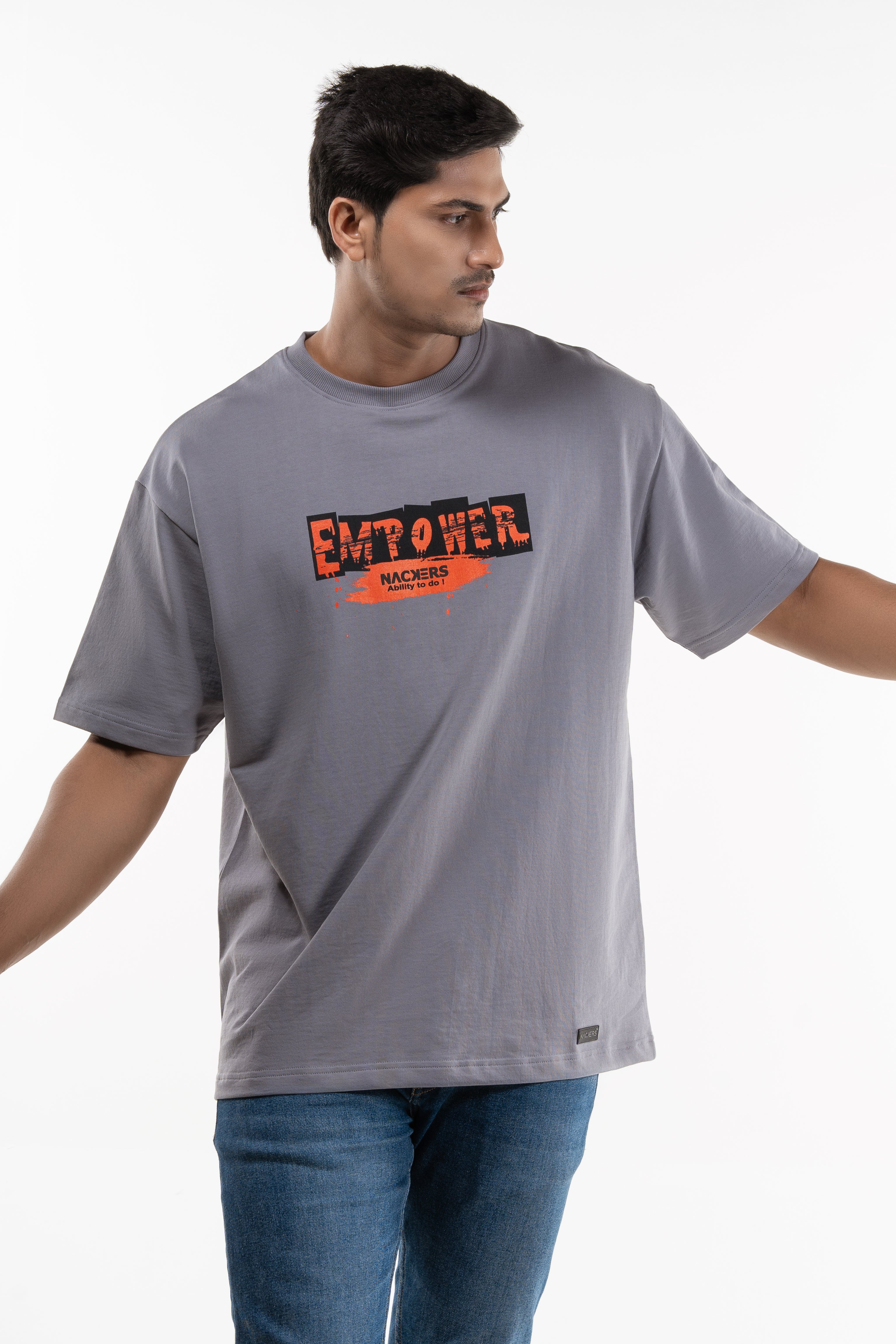 NACKERS Unisex Skyrocket Grey 100% Super Combed Premium Cotton, Loopknit Oversized Tshirt