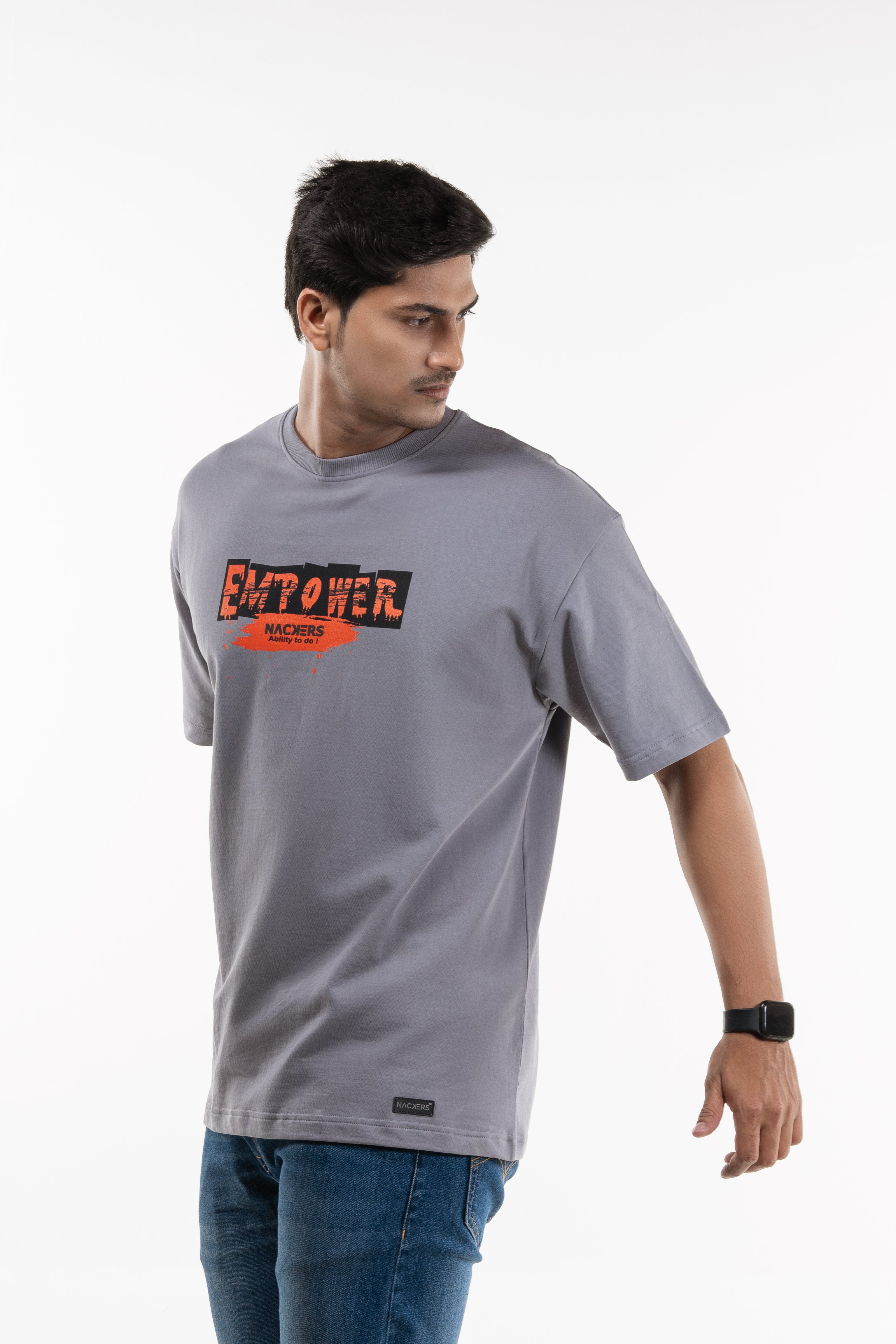 NACKERS Unisex Skyrocket Grey 100% Super Combed Premium Cotton, Loopknit Oversized Tshirt