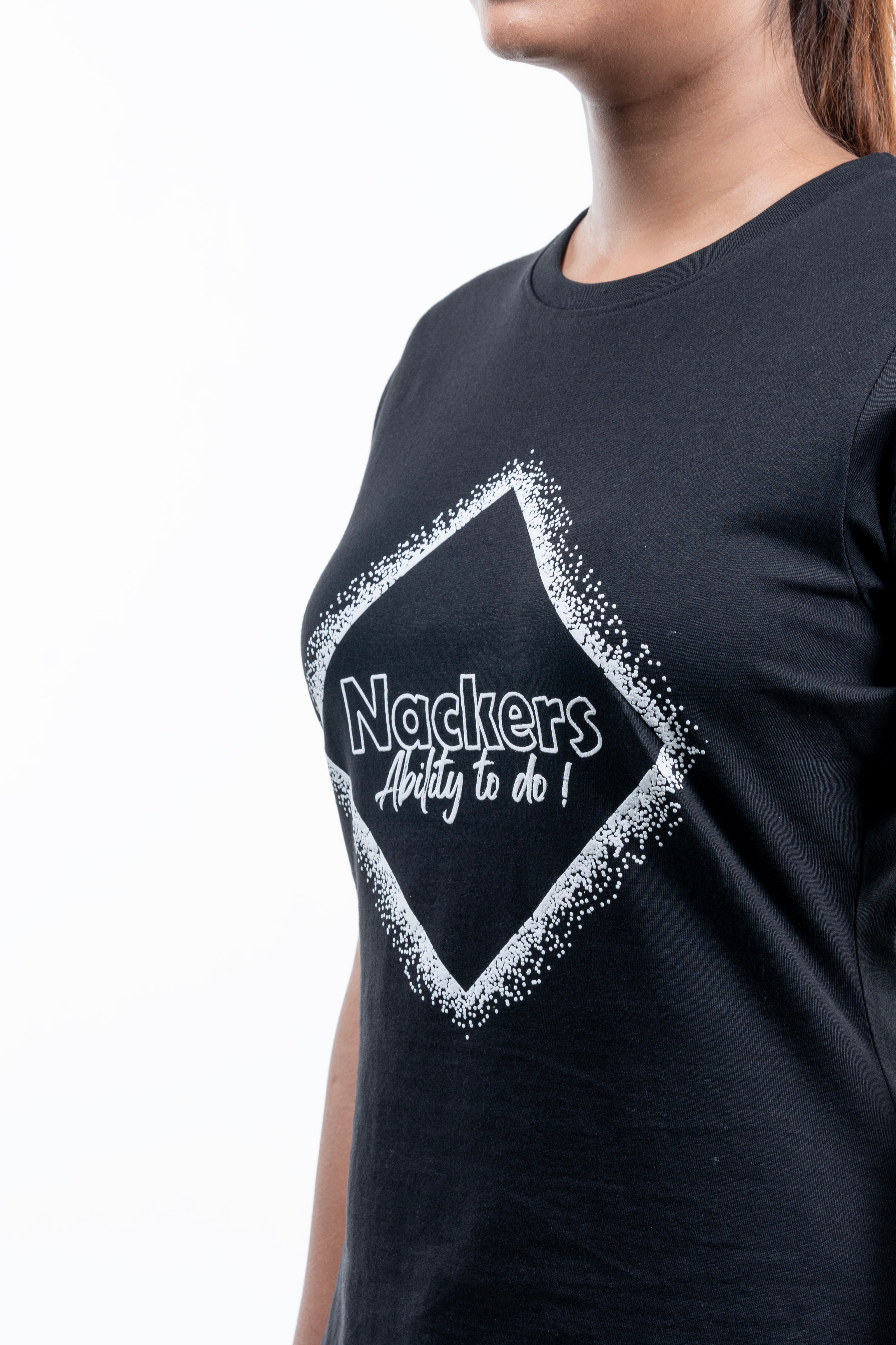 NACKERS Womens Black 100% Super Combed Premium Cotton Half Sleeves Regular Tshirt