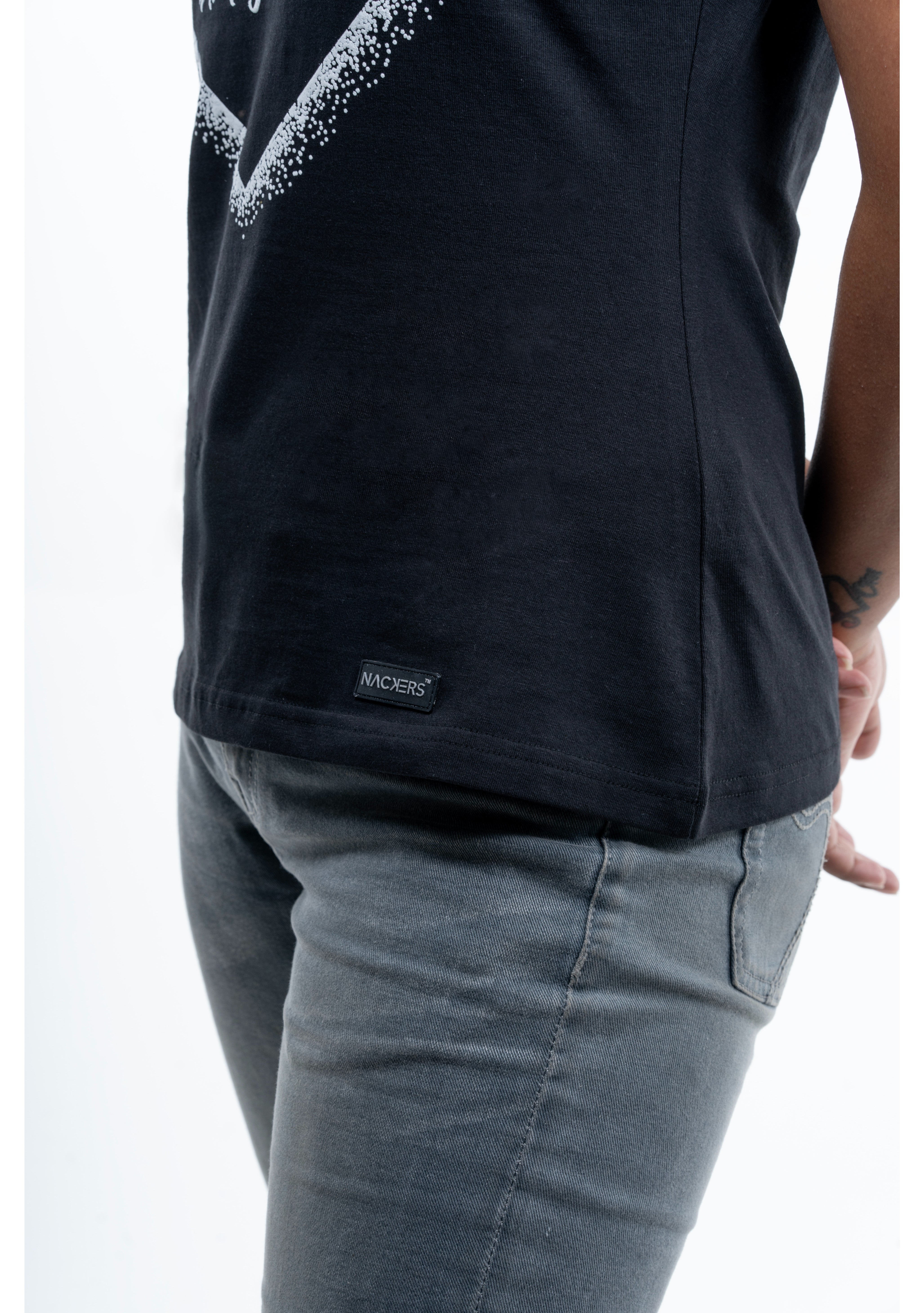 NACKERS Womens Black 100% Super Combed Premium Cotton Half Sleeves Regular Tshirt