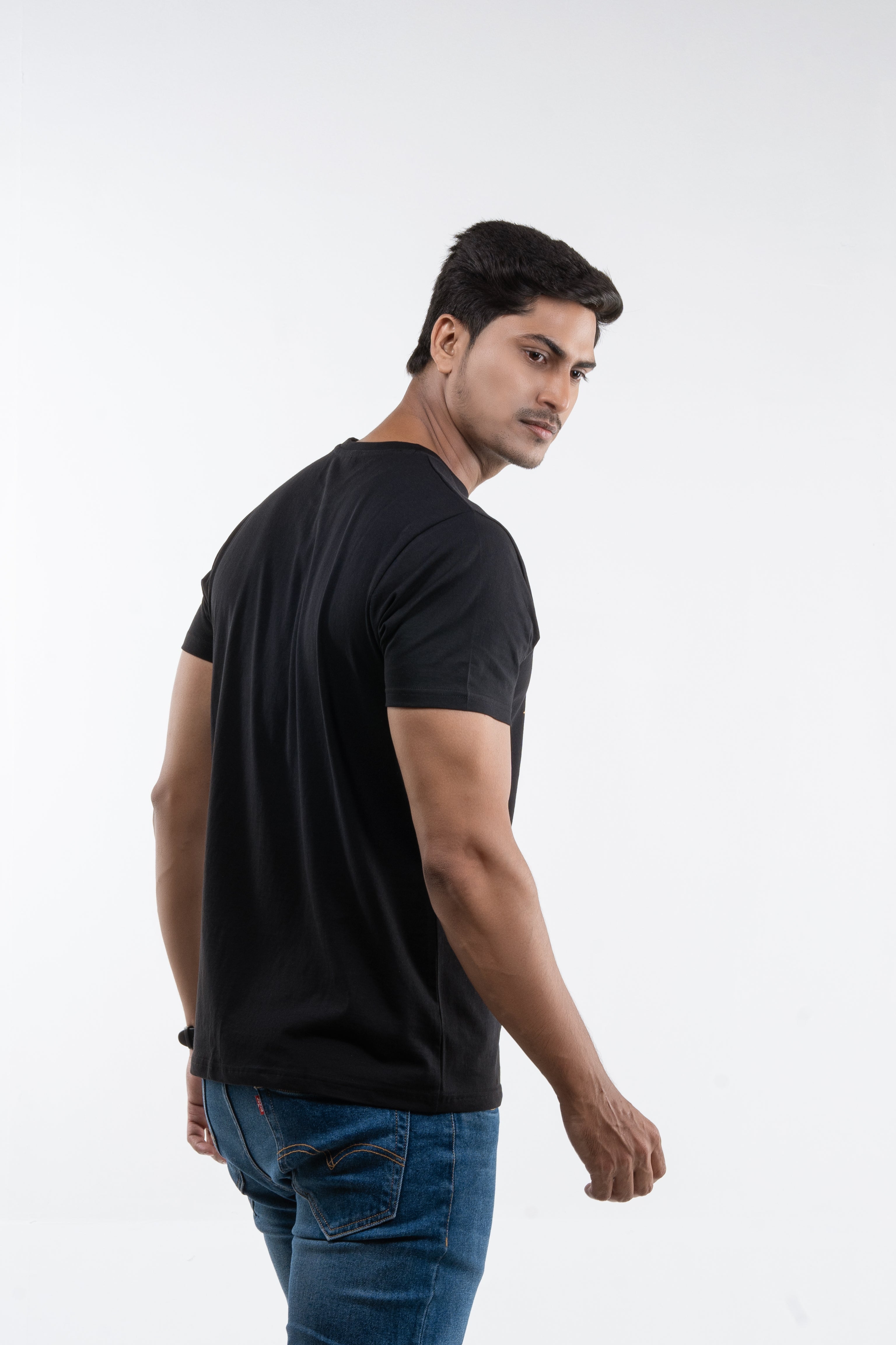 NACKERS Mens Black 100% Super Combed Premium Cotton Half Sleeves Regular Tshirt