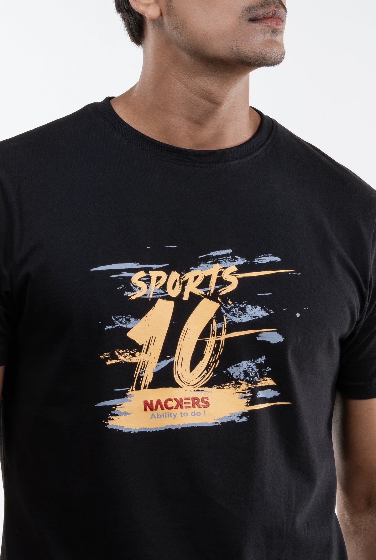 NACKERS Mens Black 100% Super Combed Premium Cotton Half Sleeves Regular Tshirt