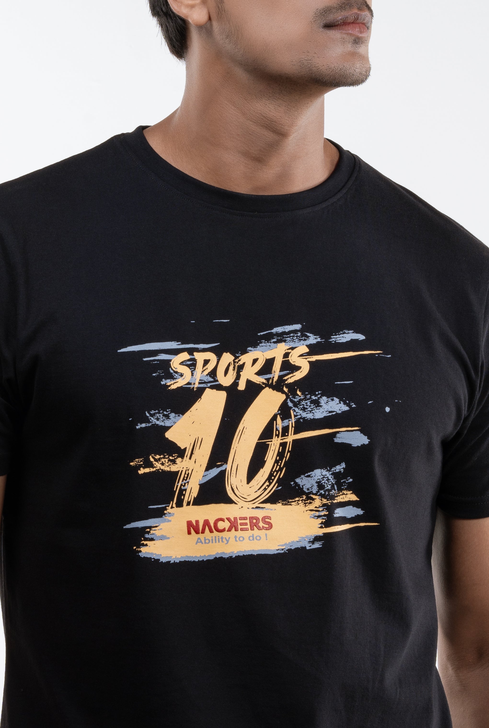 NACKERS Mens Black 100% Super Combed Premium Cotton Half Sleeves Regular Tshirt