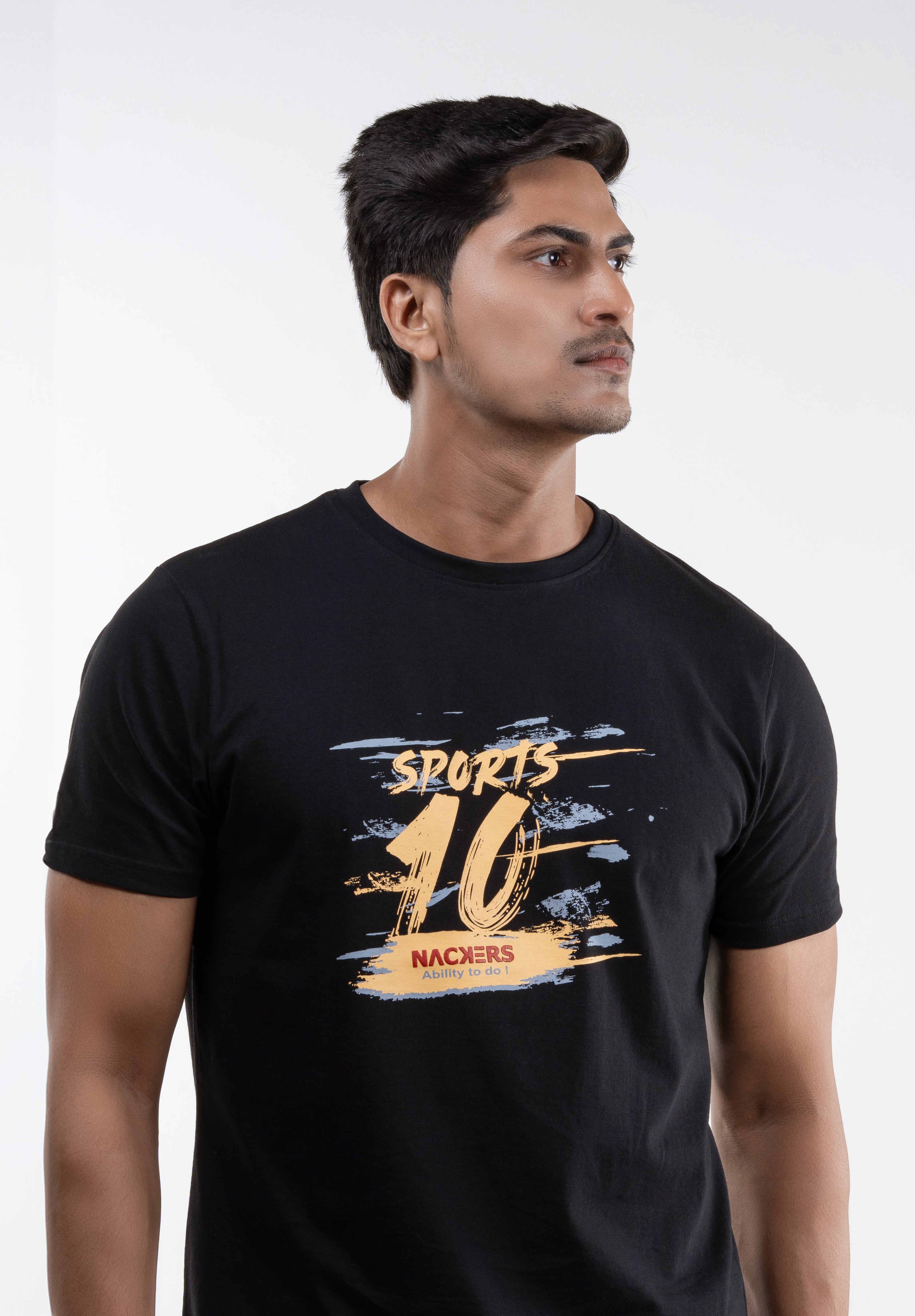 NACKERS Mens Black 100% Super Combed Premium Cotton Half Sleeves Regular Tshirt