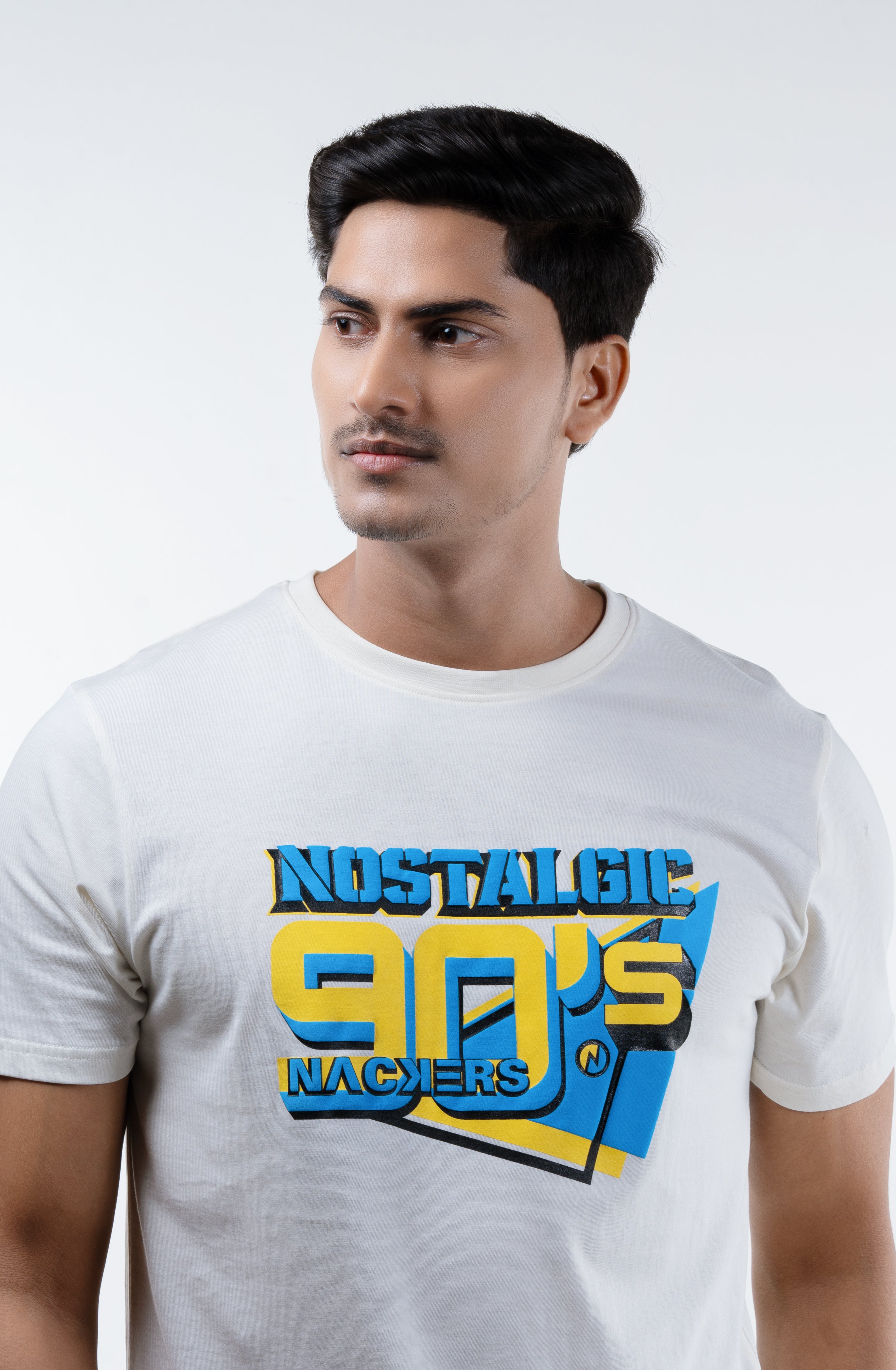 NACKERS Mens Whisper White 100% Super Combed Premium Cotton Half Sleeves Regular Tshirt
