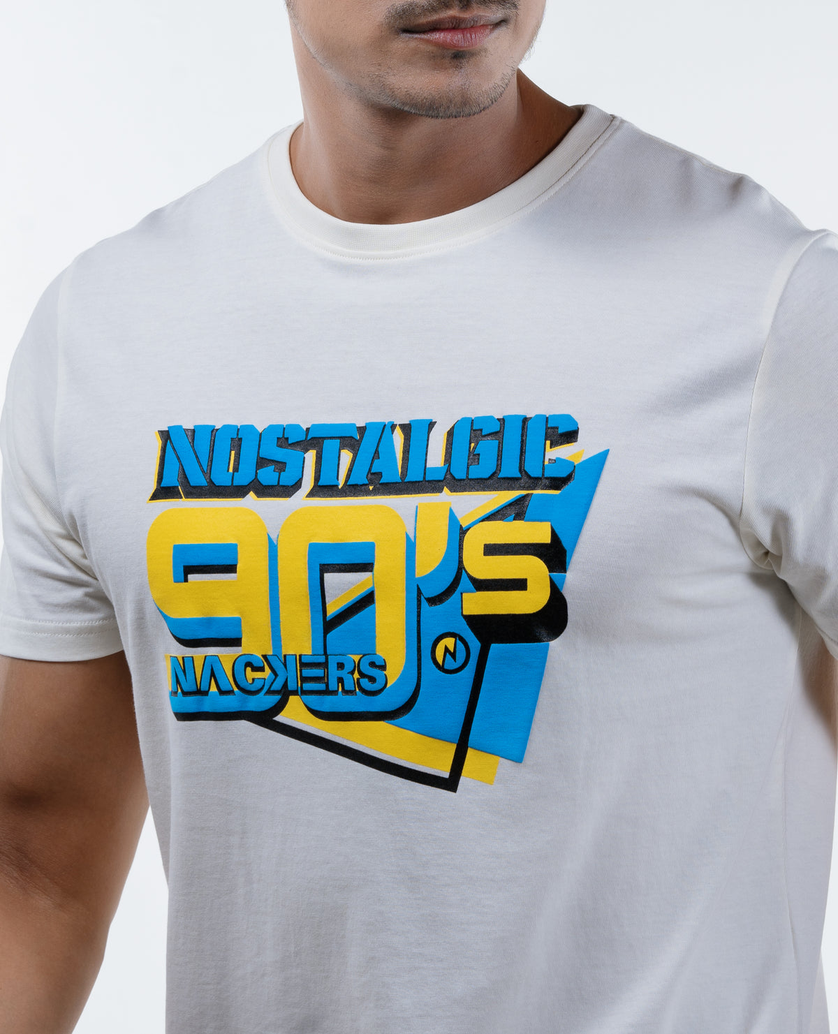 NACKERS Mens Whisper White 100% Super Combed Premium Cotton Half Sleeves Regular Tshirt