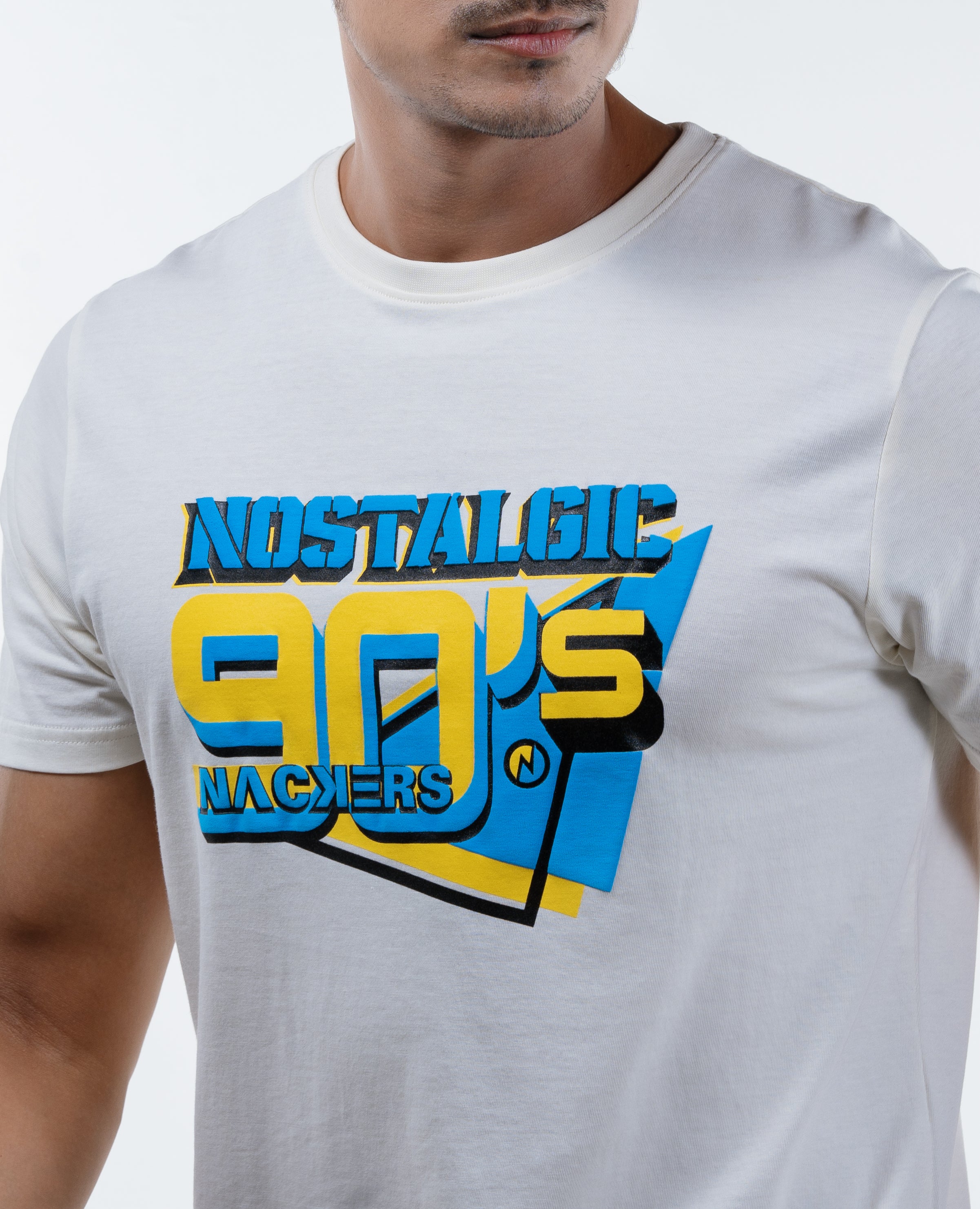 NACKERS Mens Whisper White 100% Super Combed Premium Cotton Half Sleeves Regular Tshirt