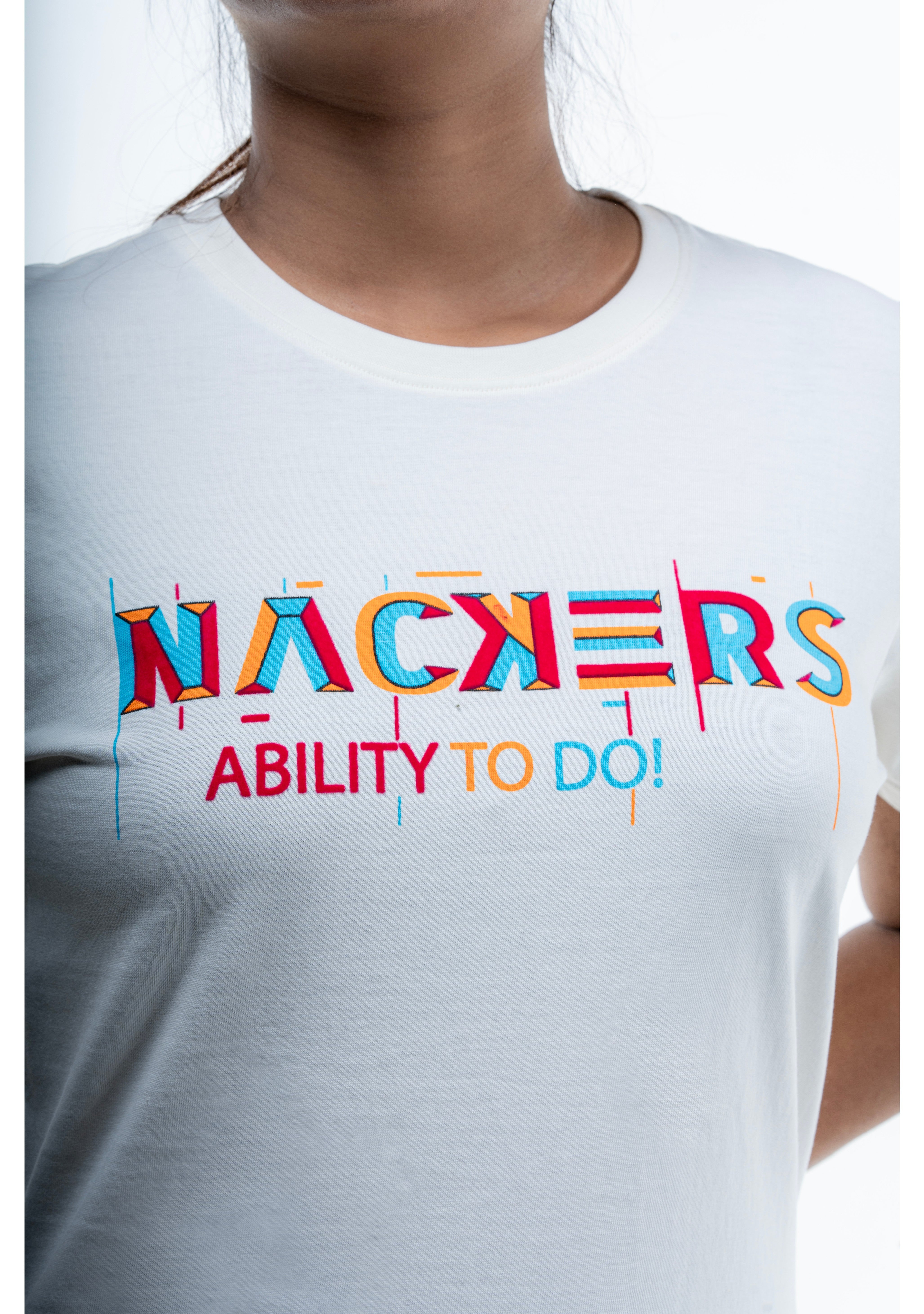 NACKERS Womens Whisper White 100% Super Combed Premium Cotton Half Sleeves Regular Tshirt